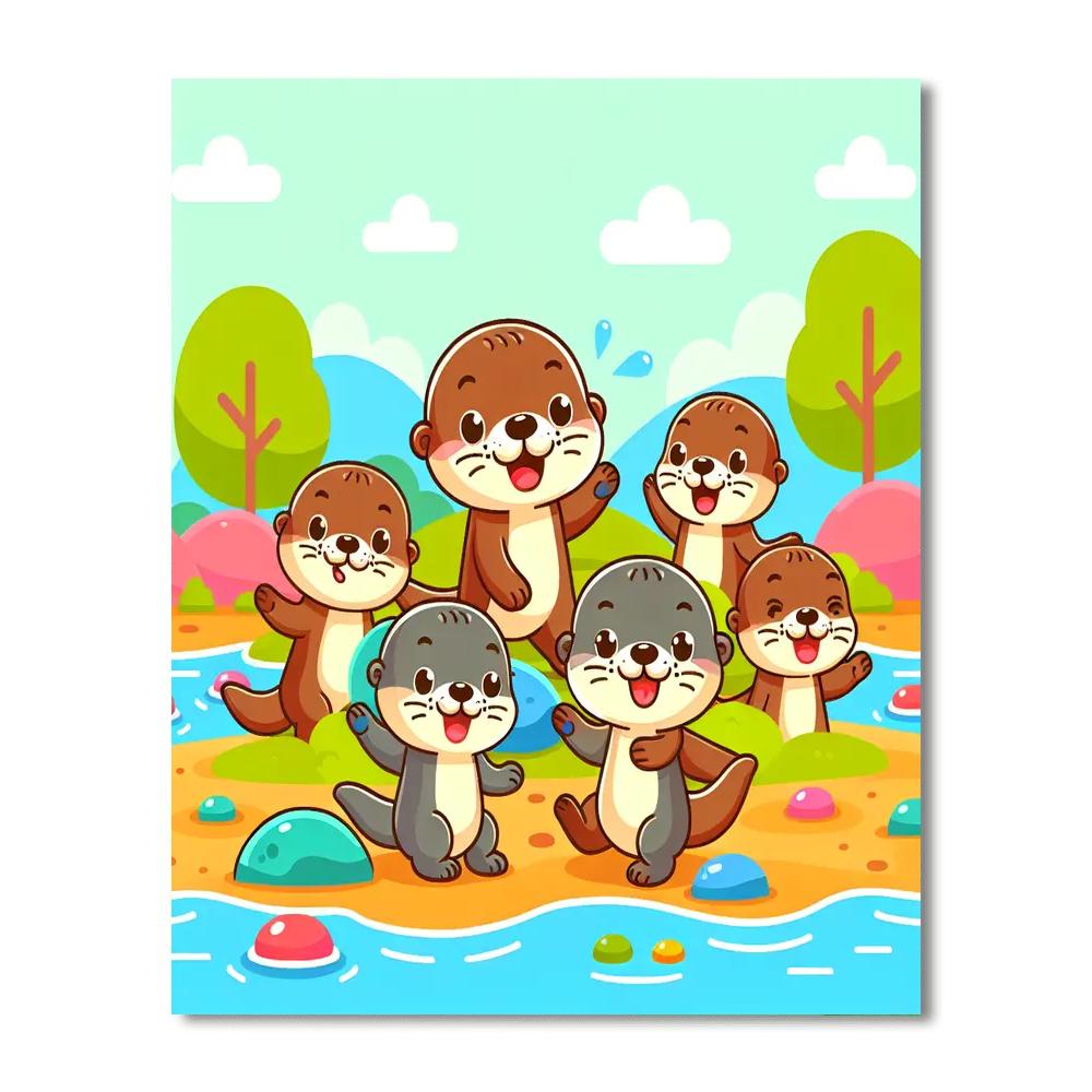Otter's Riverbank Revelry Paint By Numbers