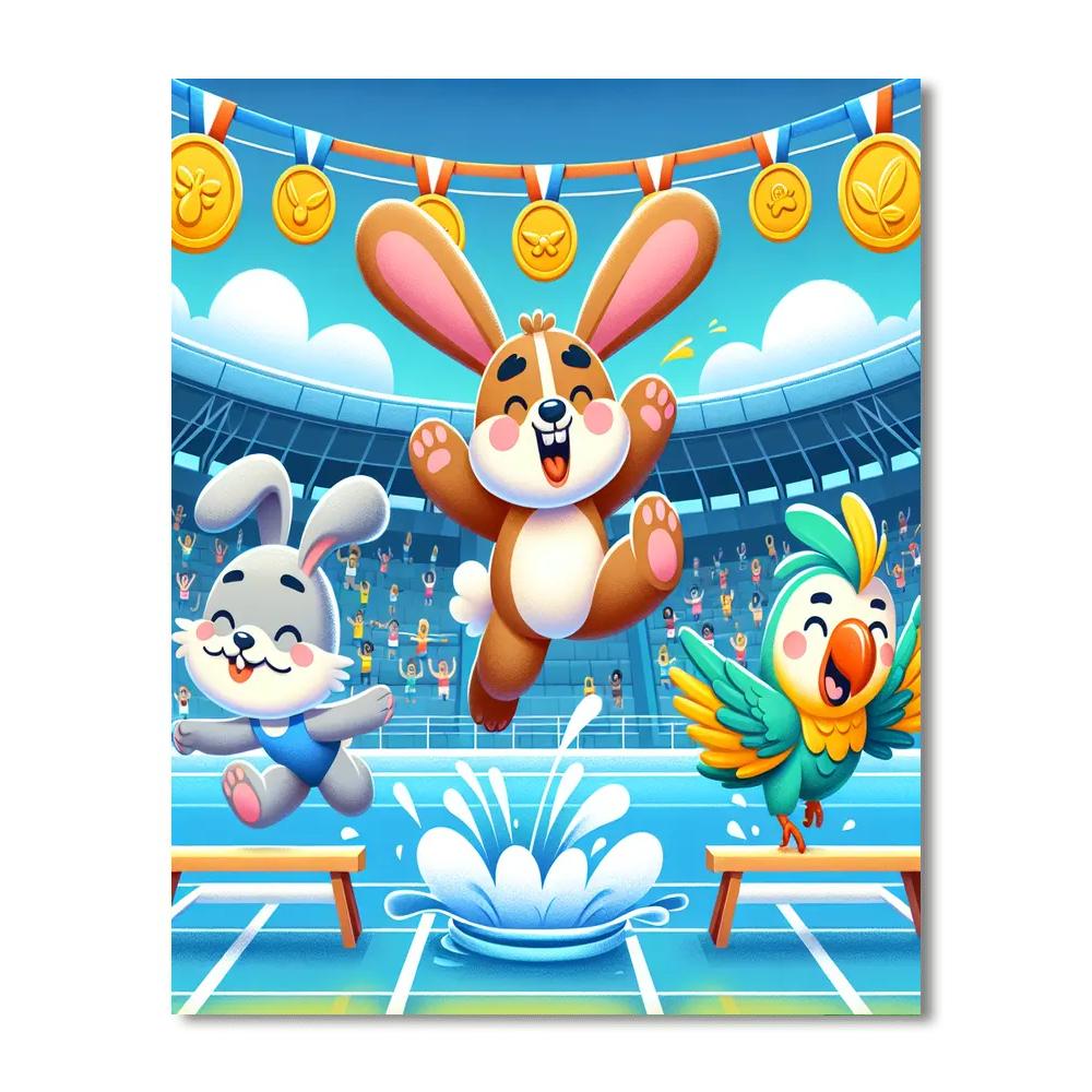 Joyful Animal Olympics Paint By Numbers Kits