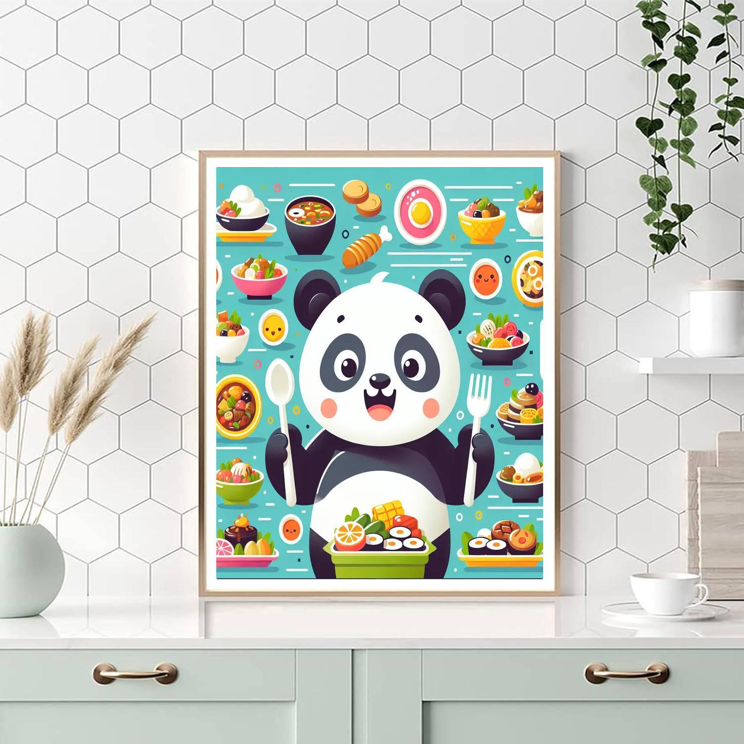 Panda's Culinary Quest Paint By Numbers Art