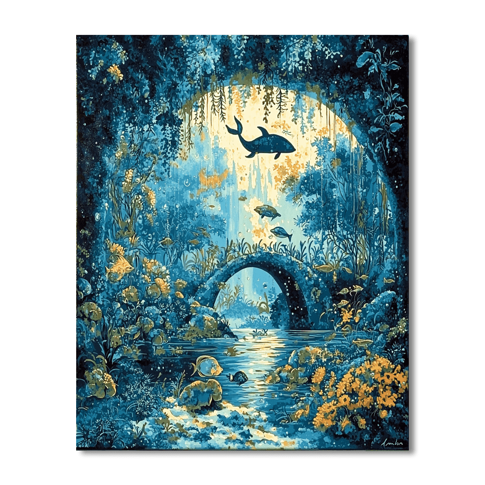 Henri Rousseau Inspired Underwater Symphony  DIY Paint By Numbers