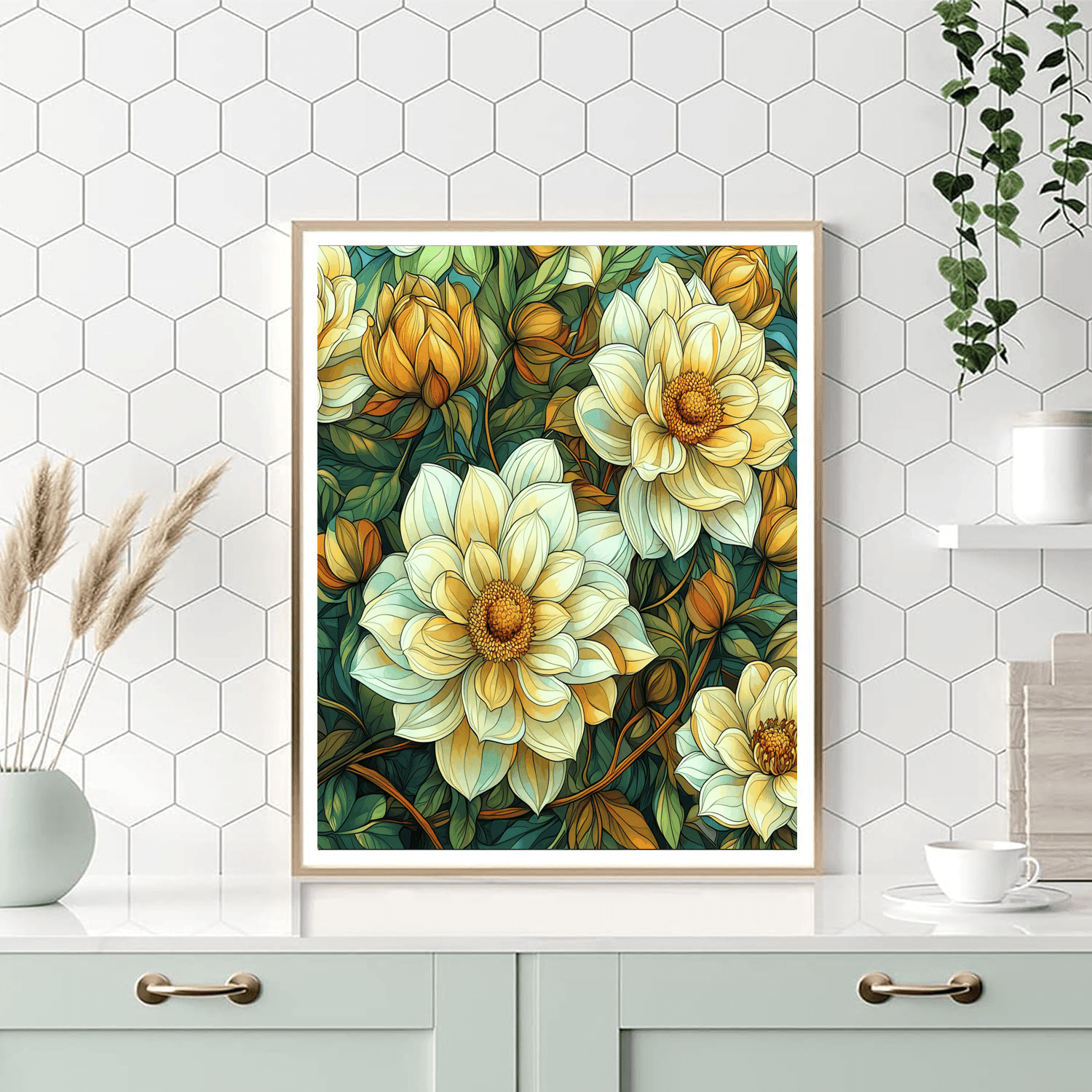 Alphonse Mucha Inspired Art Nouveau Floral Harmony  Paint By Numbers