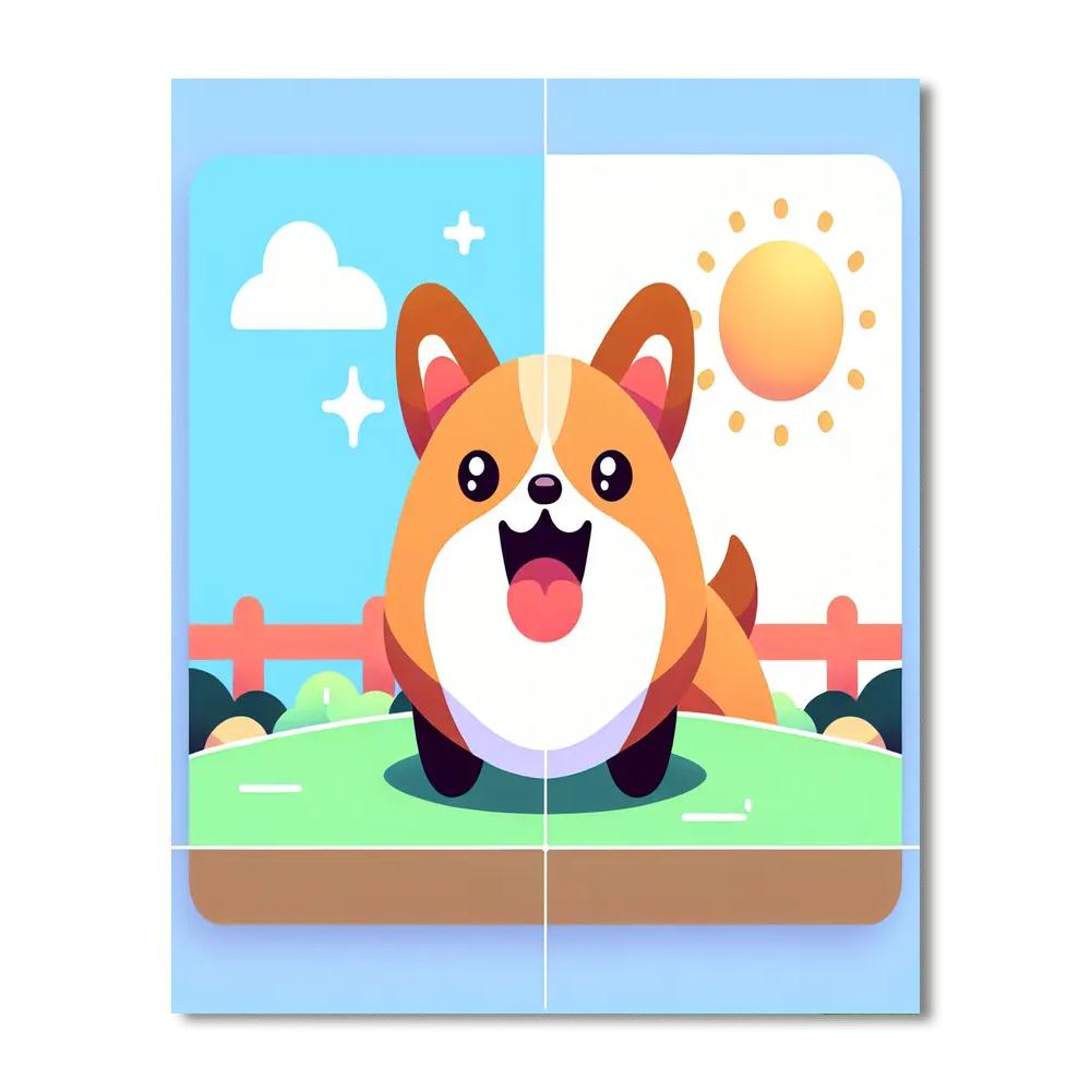 Curious Corgi's Park Stroll Paint By Color
