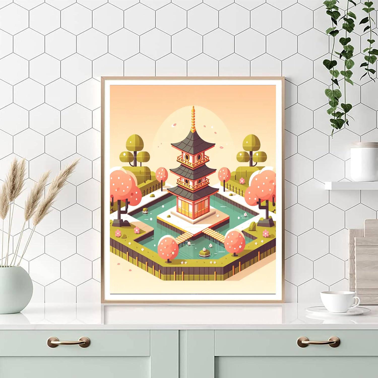 Peaceful Pagoda Paint By Numbers