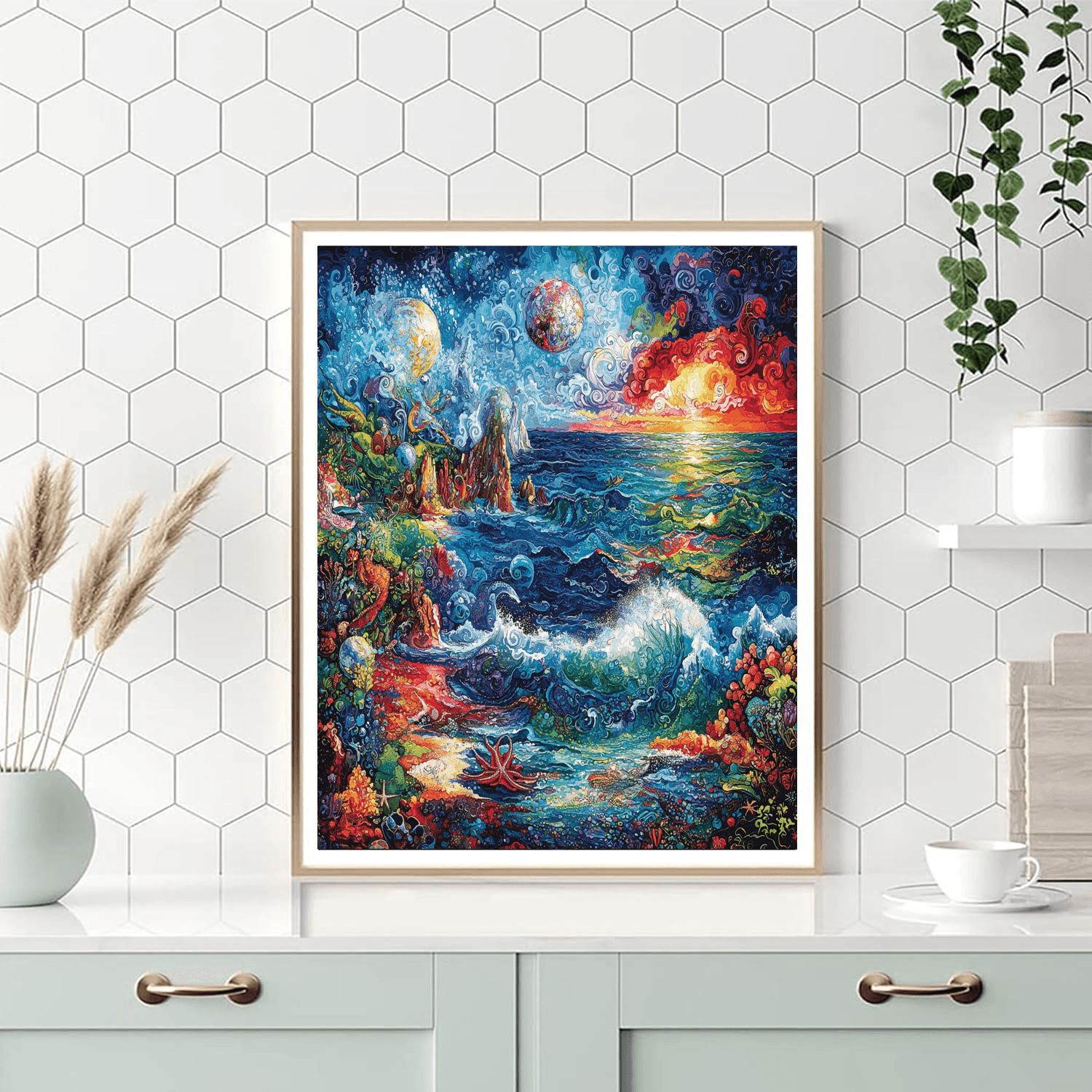 Frida Kahlo Inspired Mythical Ocean's Edge  Paint By Numbers Kits