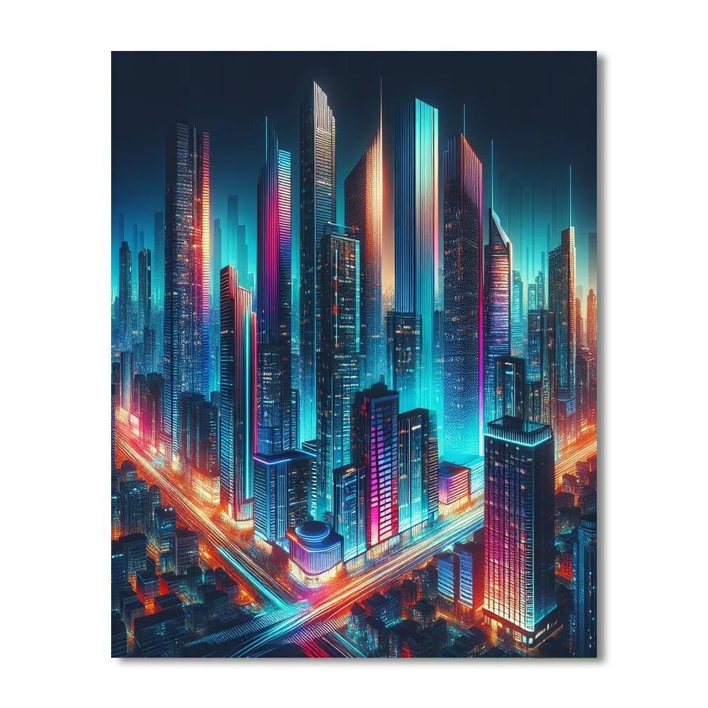 Elegant Urban Skyline Numbered Painting Kits