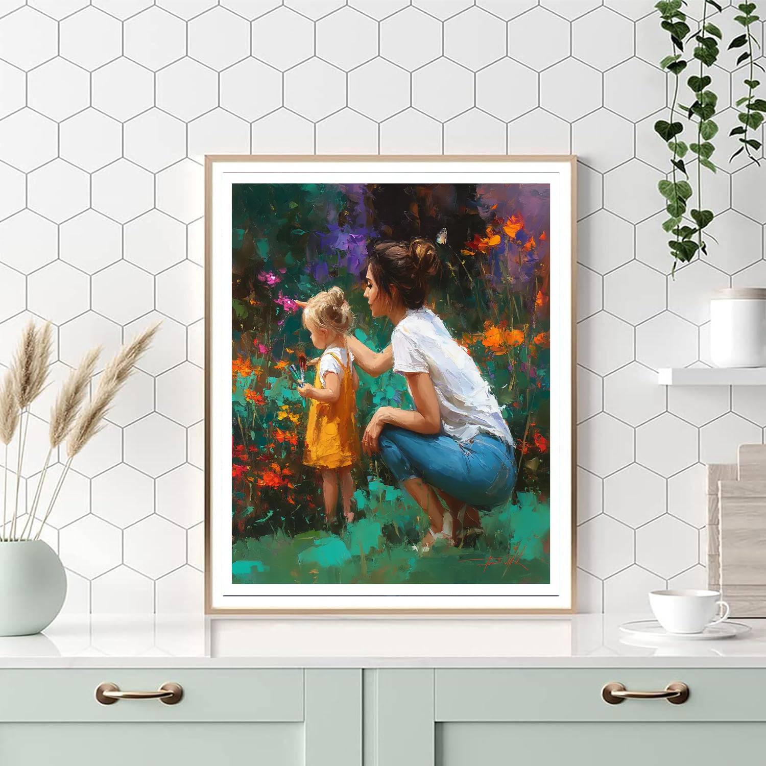 Mom And Me In The Garden Of Dreams Painting Number Kit