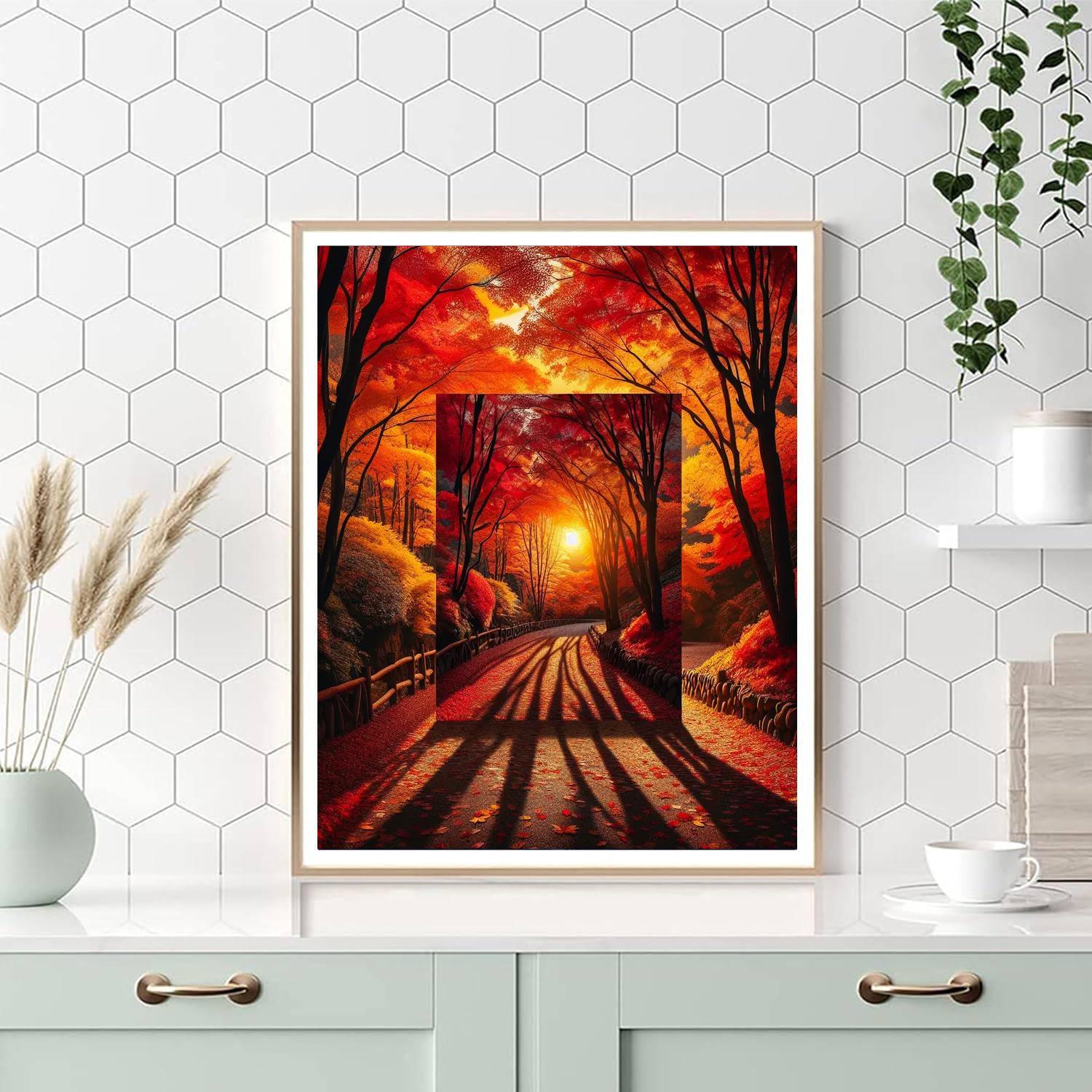 Romantic Autumn Pathway DIY Paint By Numbers
