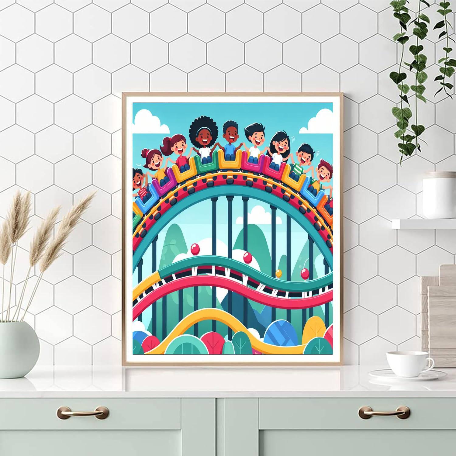 Rainbow Roller Coaster Painting Number Kit