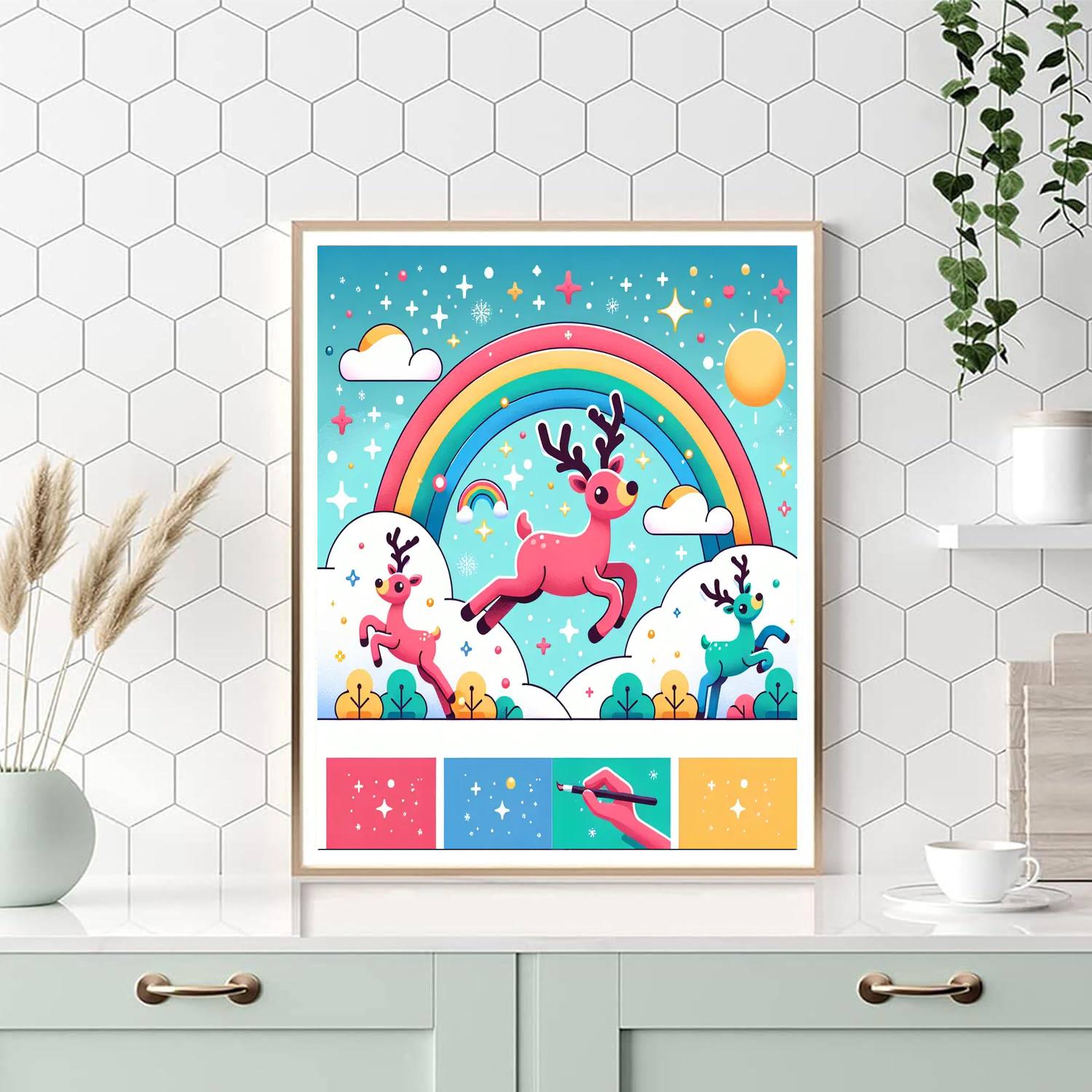 Rainbow Reindeer Revelry Numbered Painting Kits