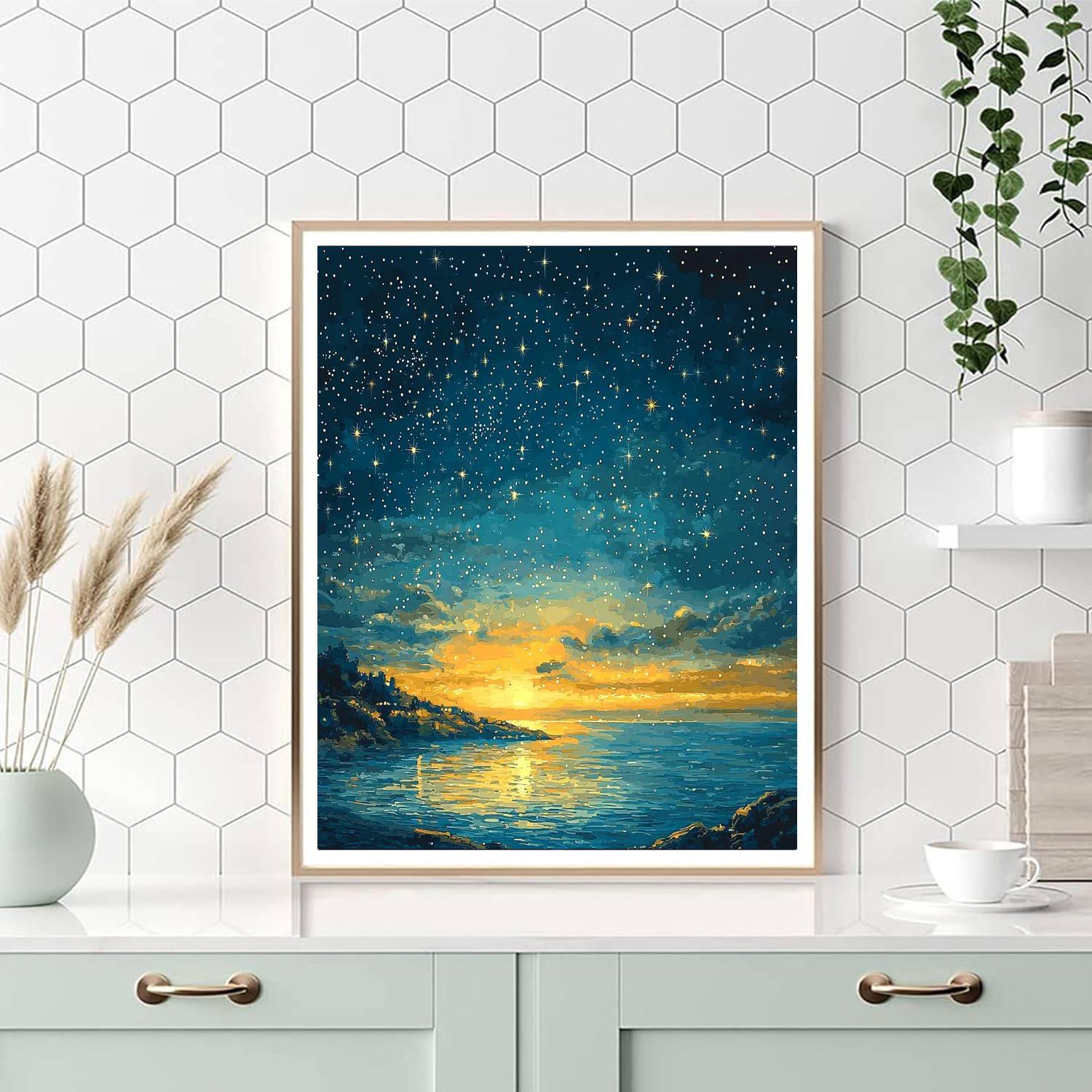 Georges Seurat Inspired Harmony Of Night Skies  Number Painting