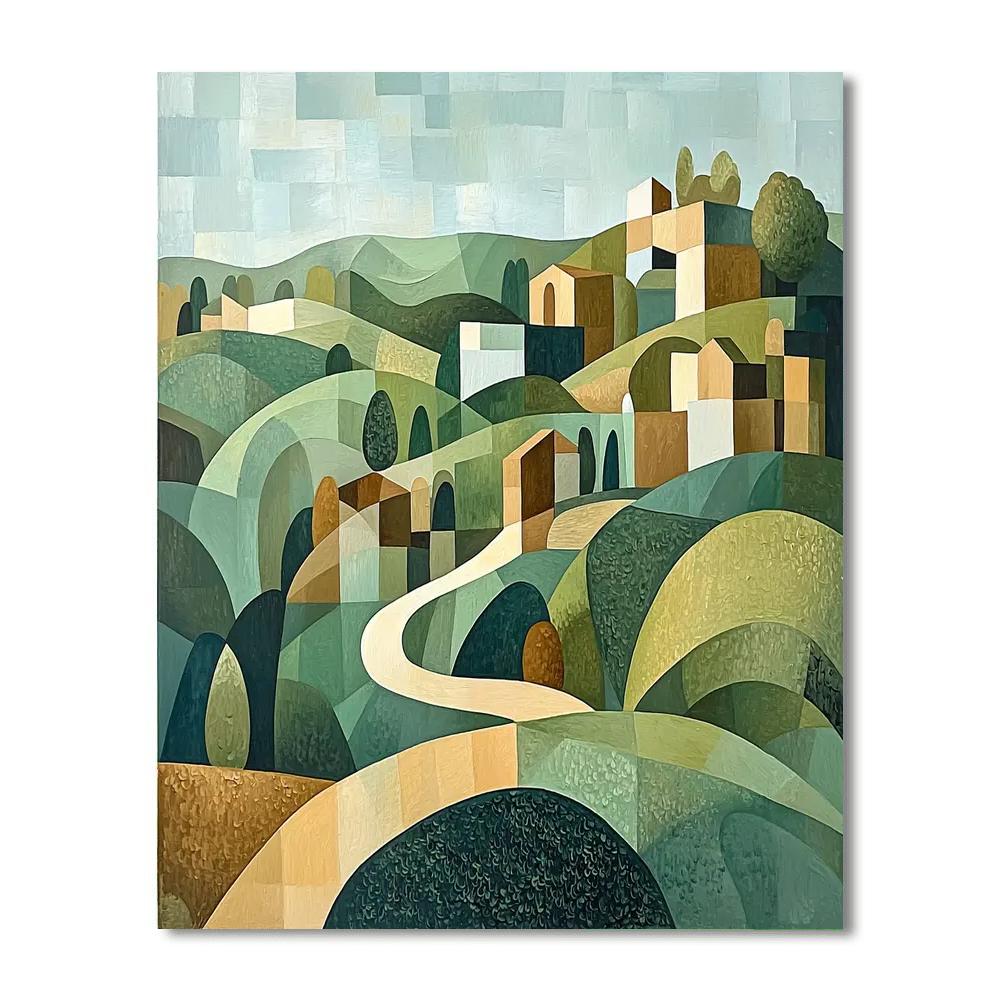 Pablo Picasso Inspired Cubist Landscape  Paint By Color