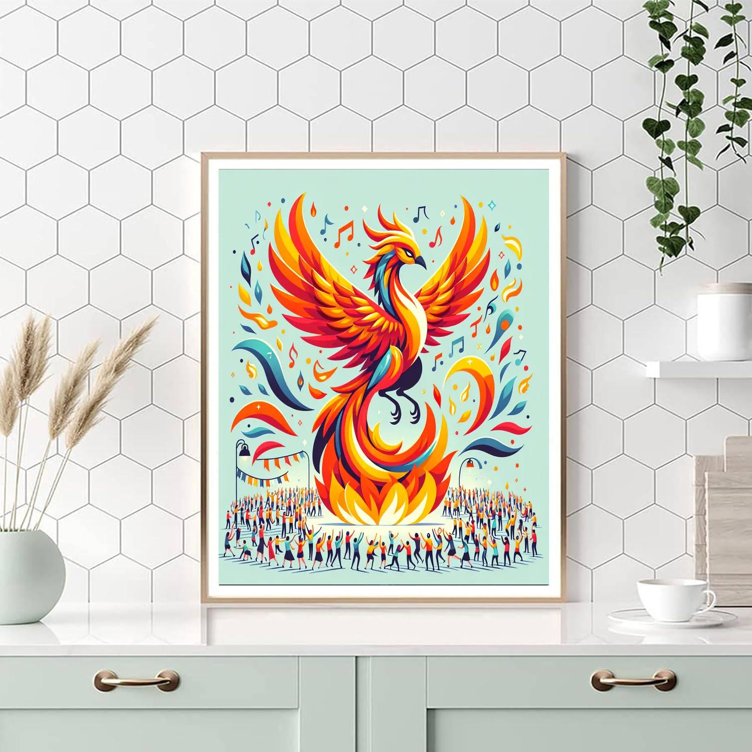 Phoenix's Fiery Festival Painting By Numbers Kit