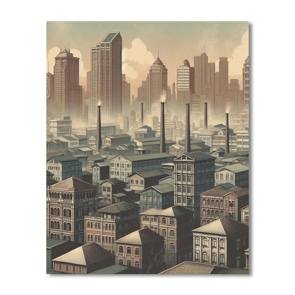 Vintage Urban Skyline Painting Number Kit