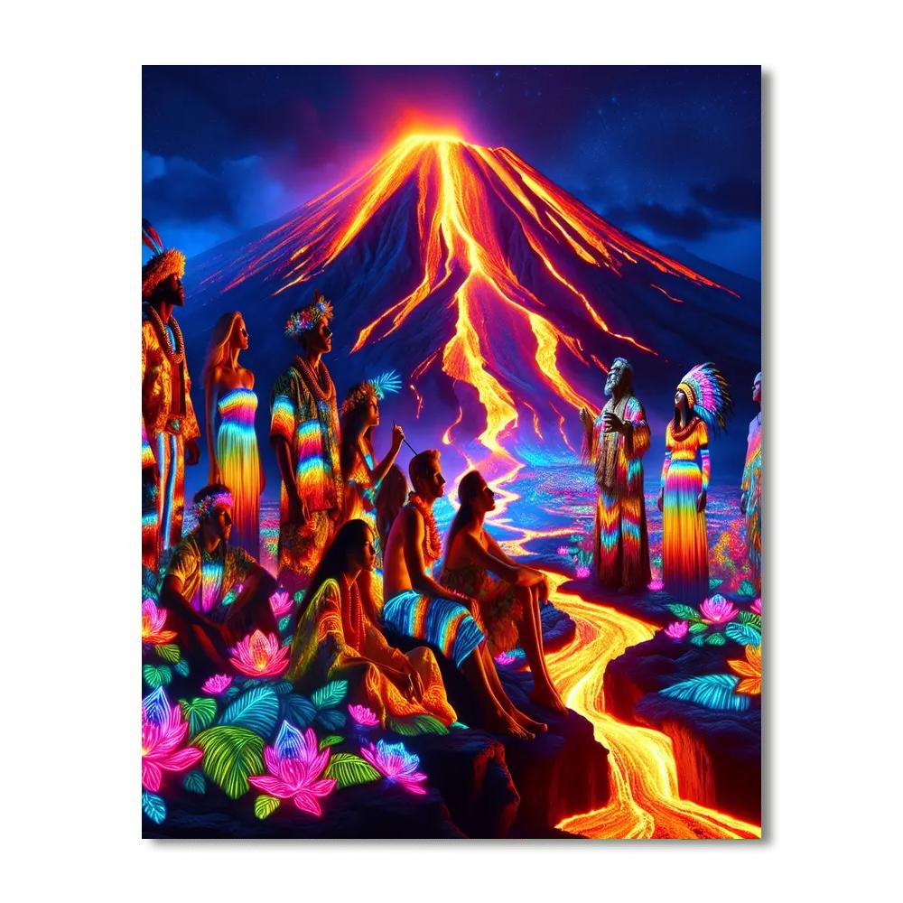 Pahoa Lava Lights Festival - Usa Number Painting