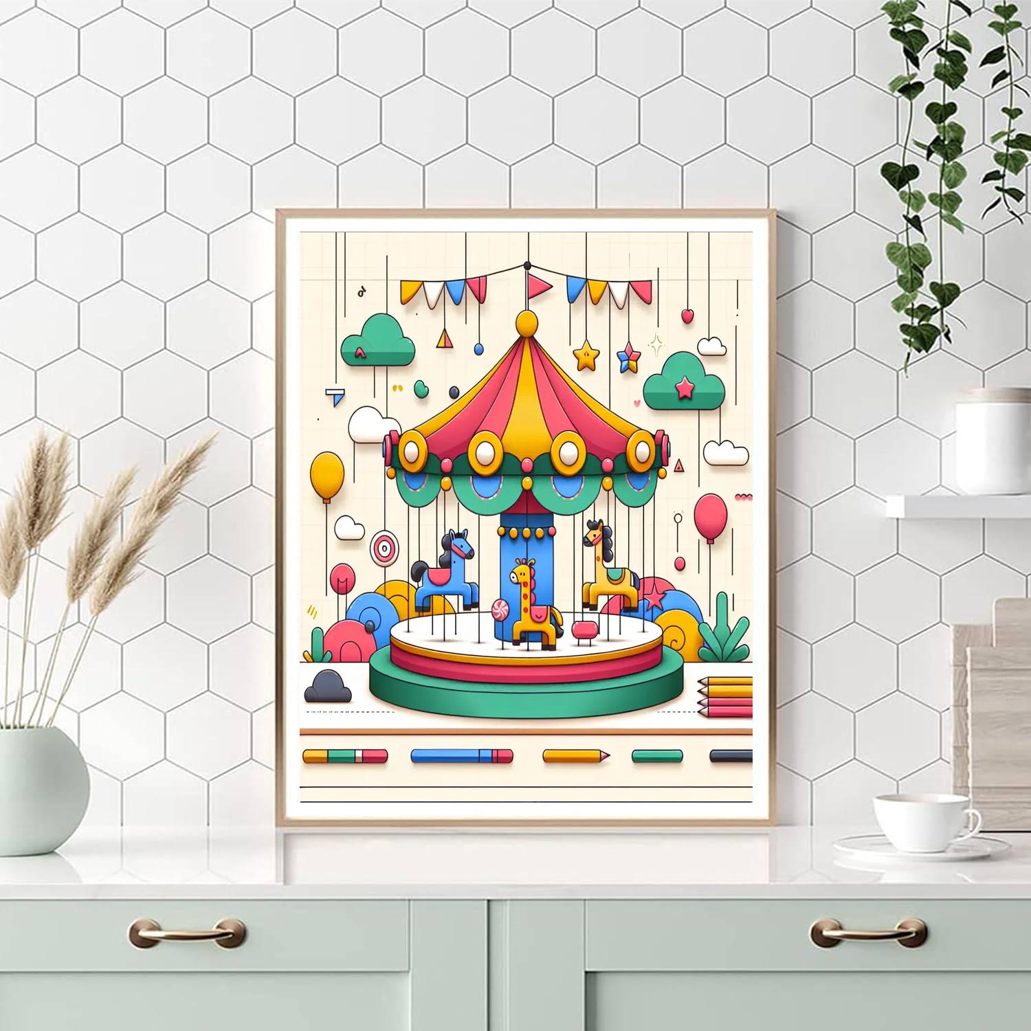 Cheerful Carousel Capers Paint By Numbers Art