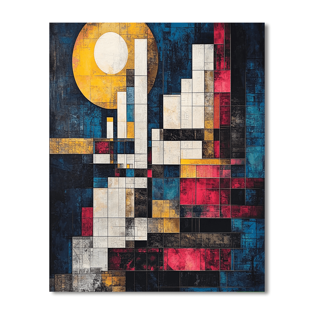 Piet Mondrian Inspired Geometric Cityscape  Paint By Color