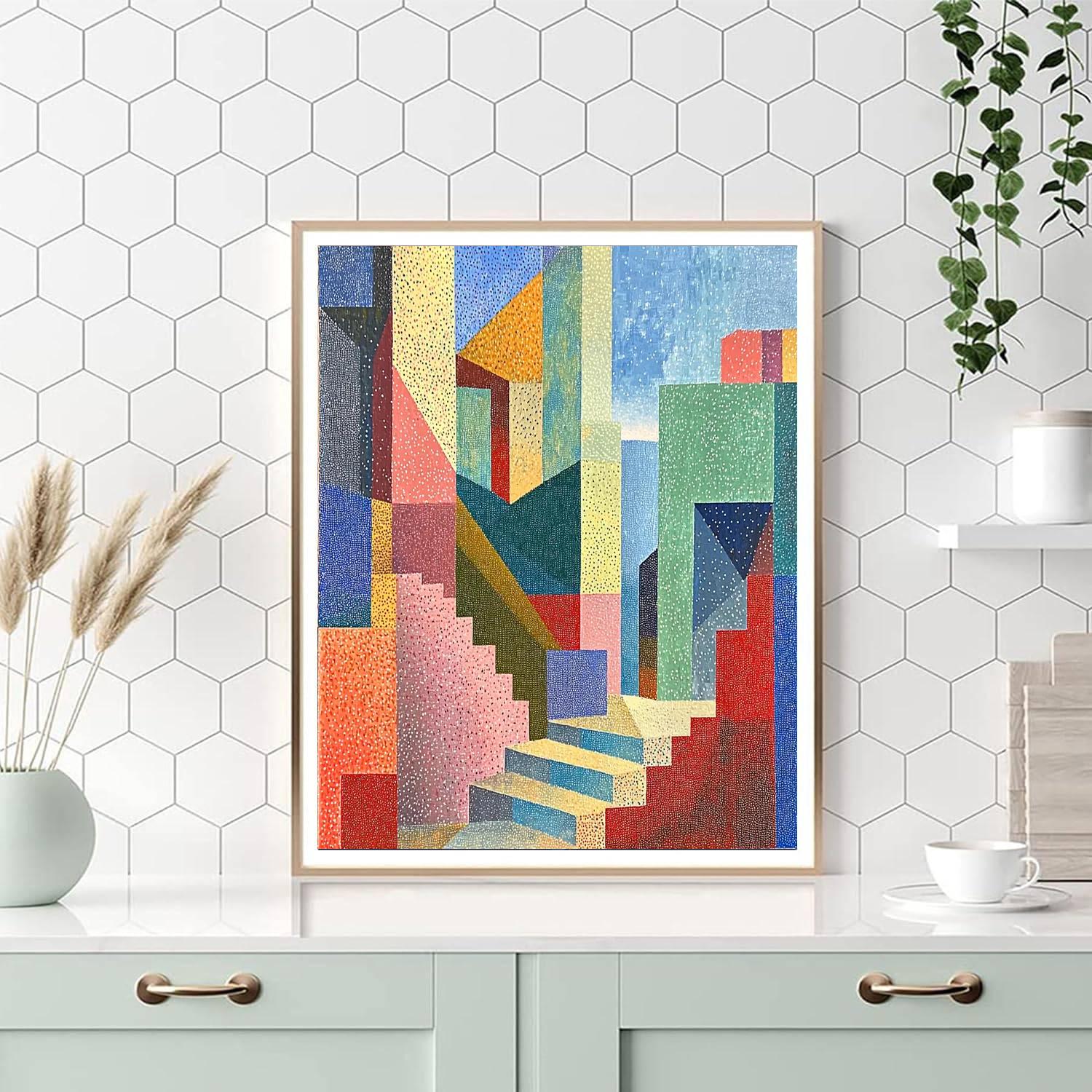 Georges Seurat Inspired Geometric Whimsy  Paint By Numbers Art