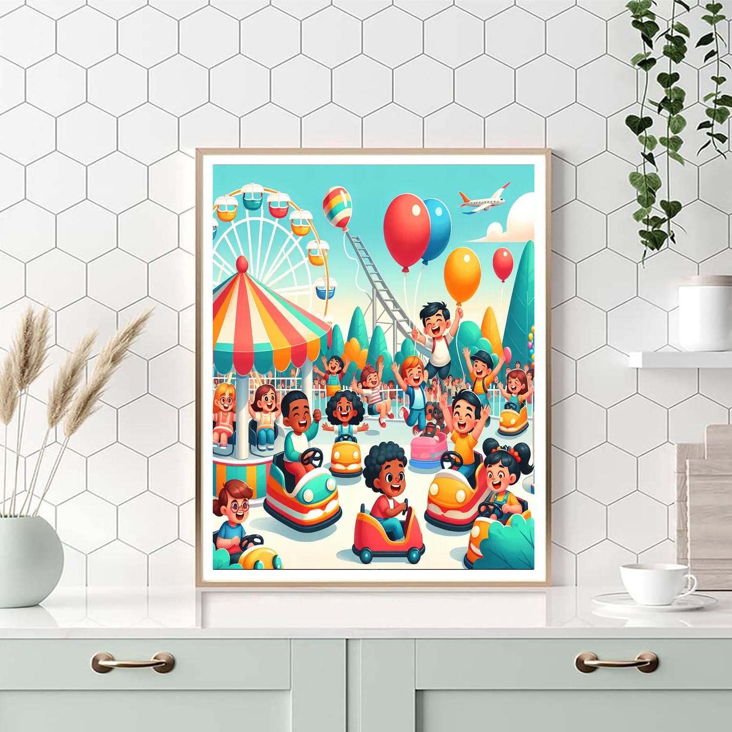 Cheerful Adventure Park Paint By Numbers Art