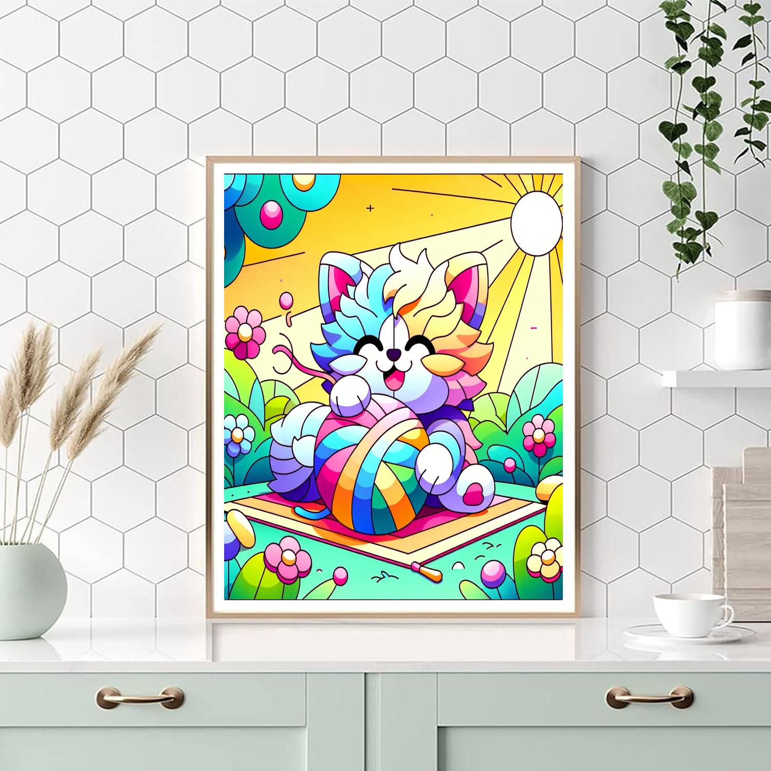 Cute Kitty Playground Painting Number Kit