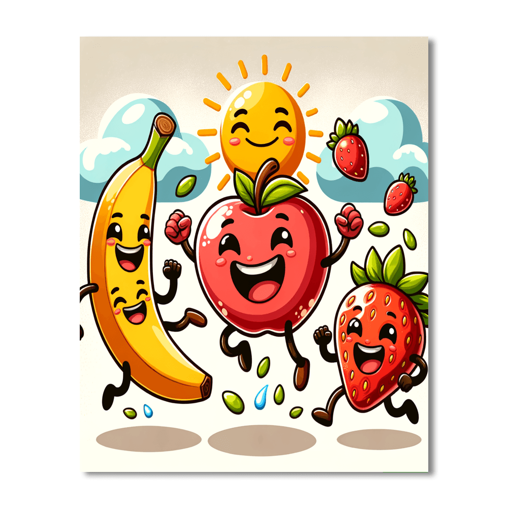Funny Fruit Family Number Painting