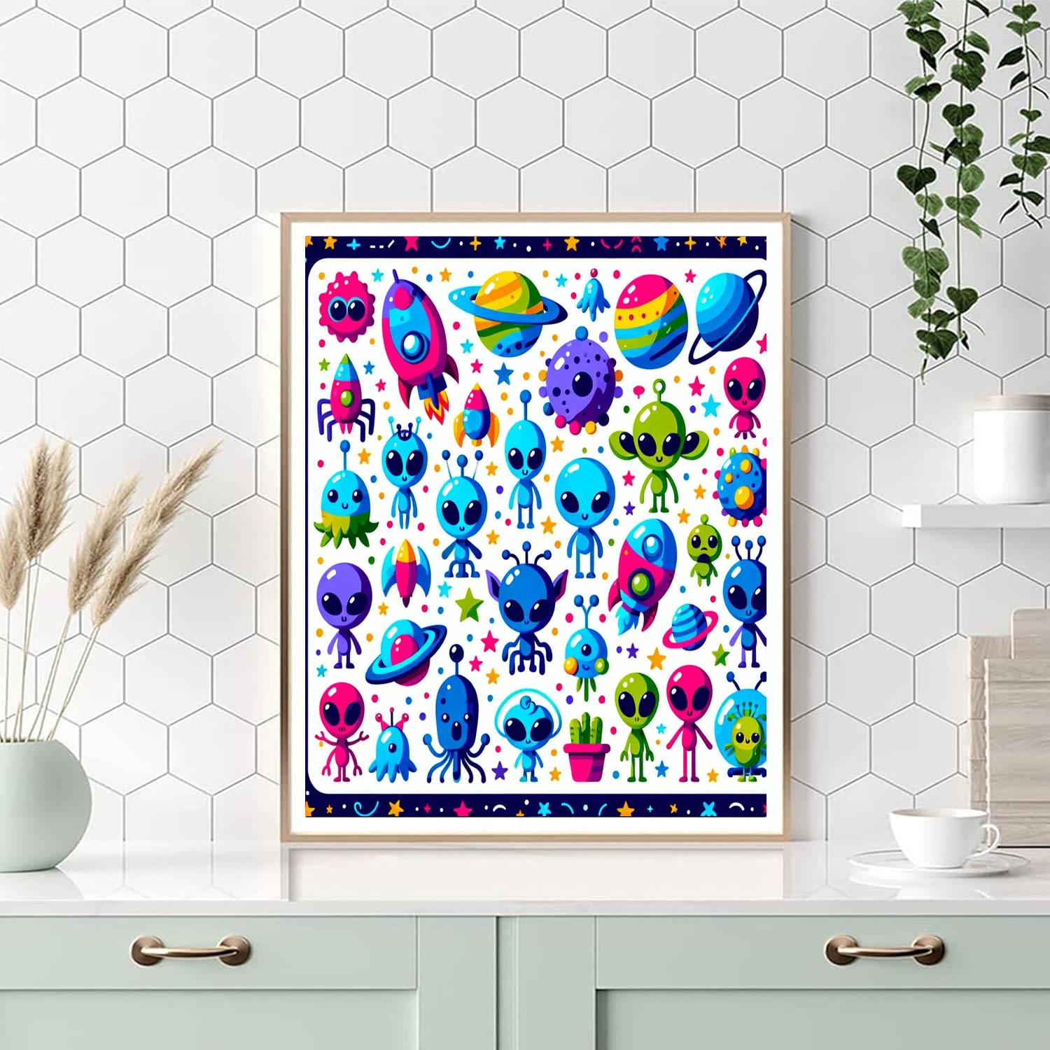 Adventures With Cosmic Creatures Paint By Numbers Art