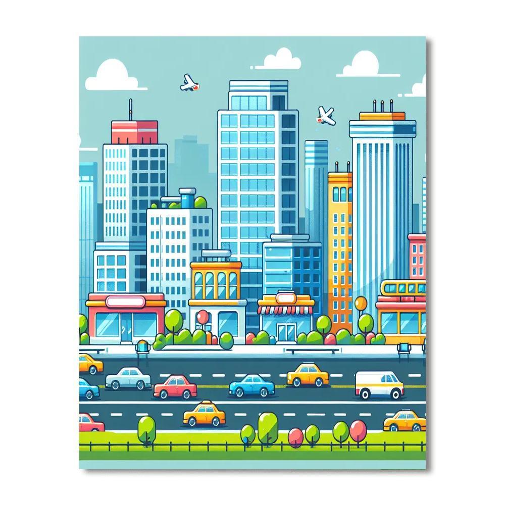 Busy Townscape Painting By Numbers Kit