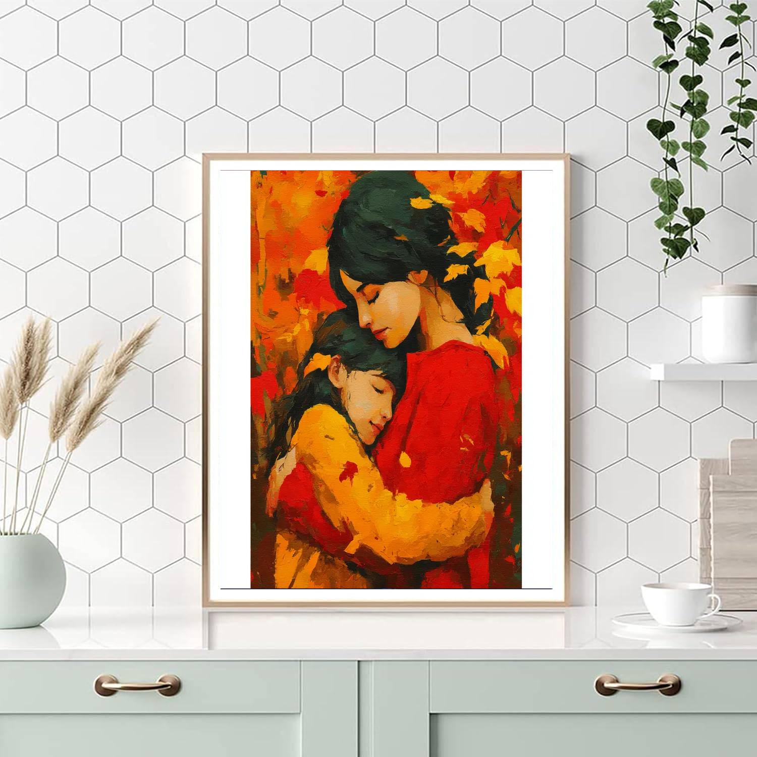 A Mother's Embrace In Autumn Numbered Painting Kits