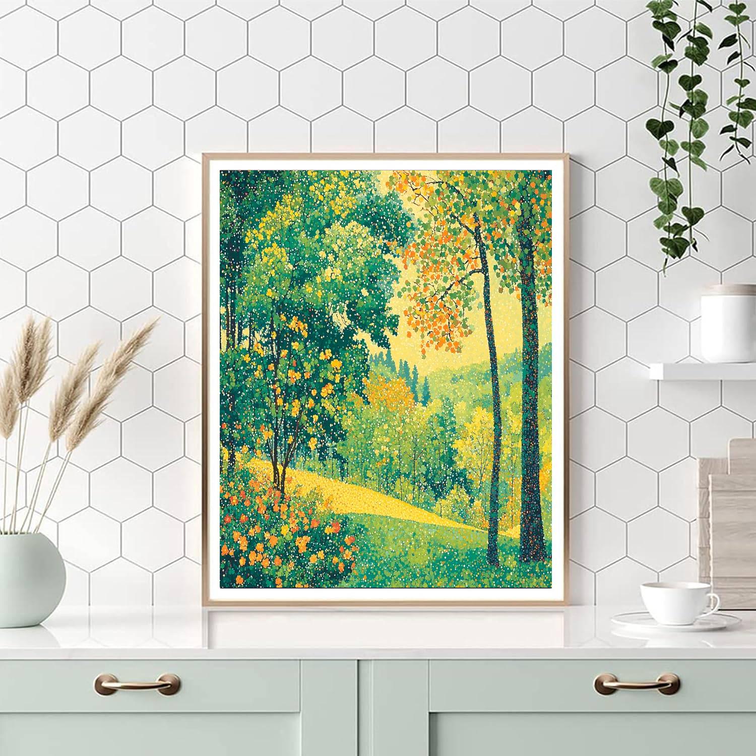 Georges Seurat Inspired Whimsical Nature Tapestry  Paint By Numbers Art