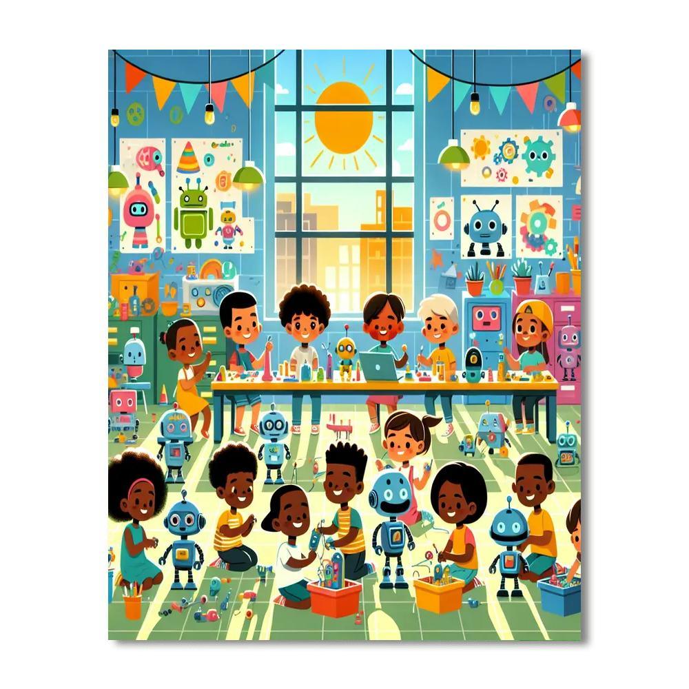 Jolly Robot Workshop Paint By Numbers