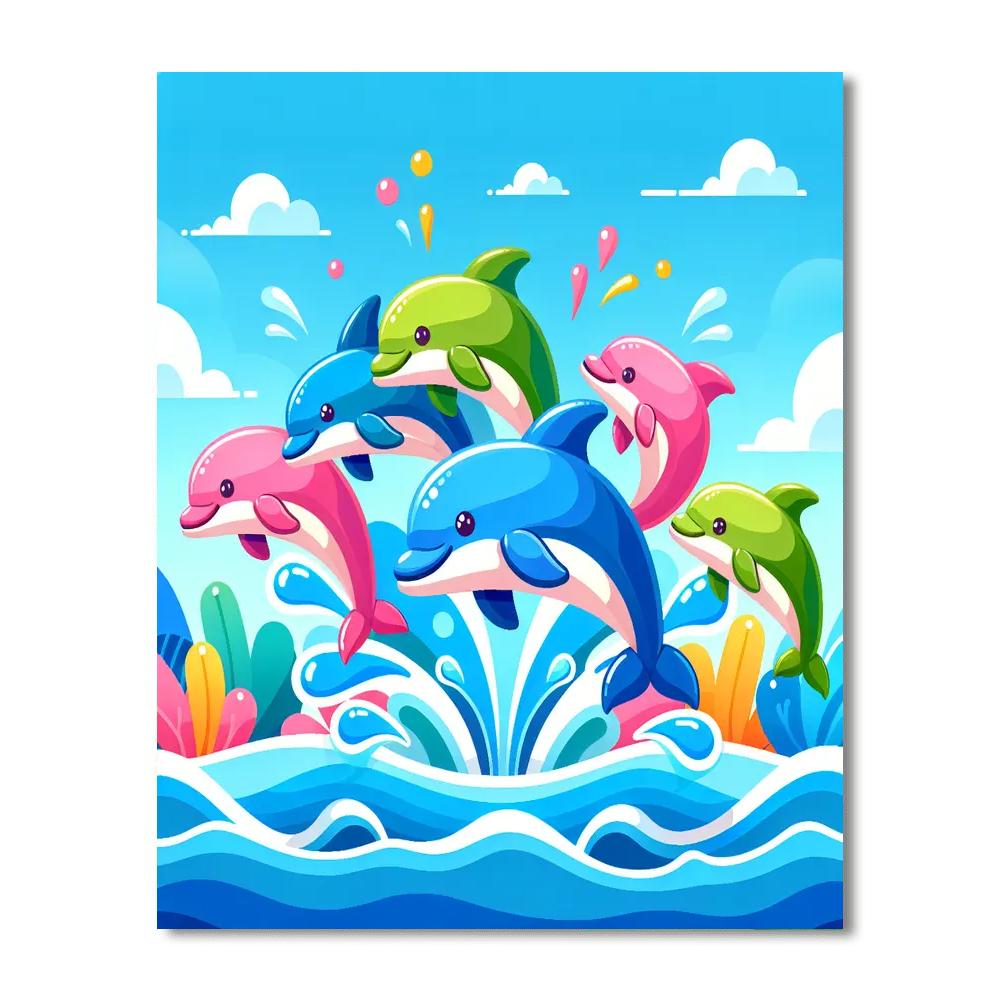 Dancing Dolphin Show Paint By Numbers Art