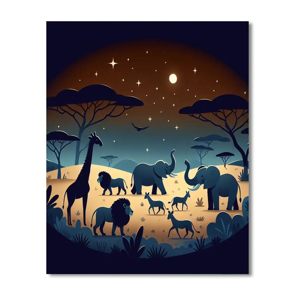 Starlit Safari Expedition Paint By Numbers Art