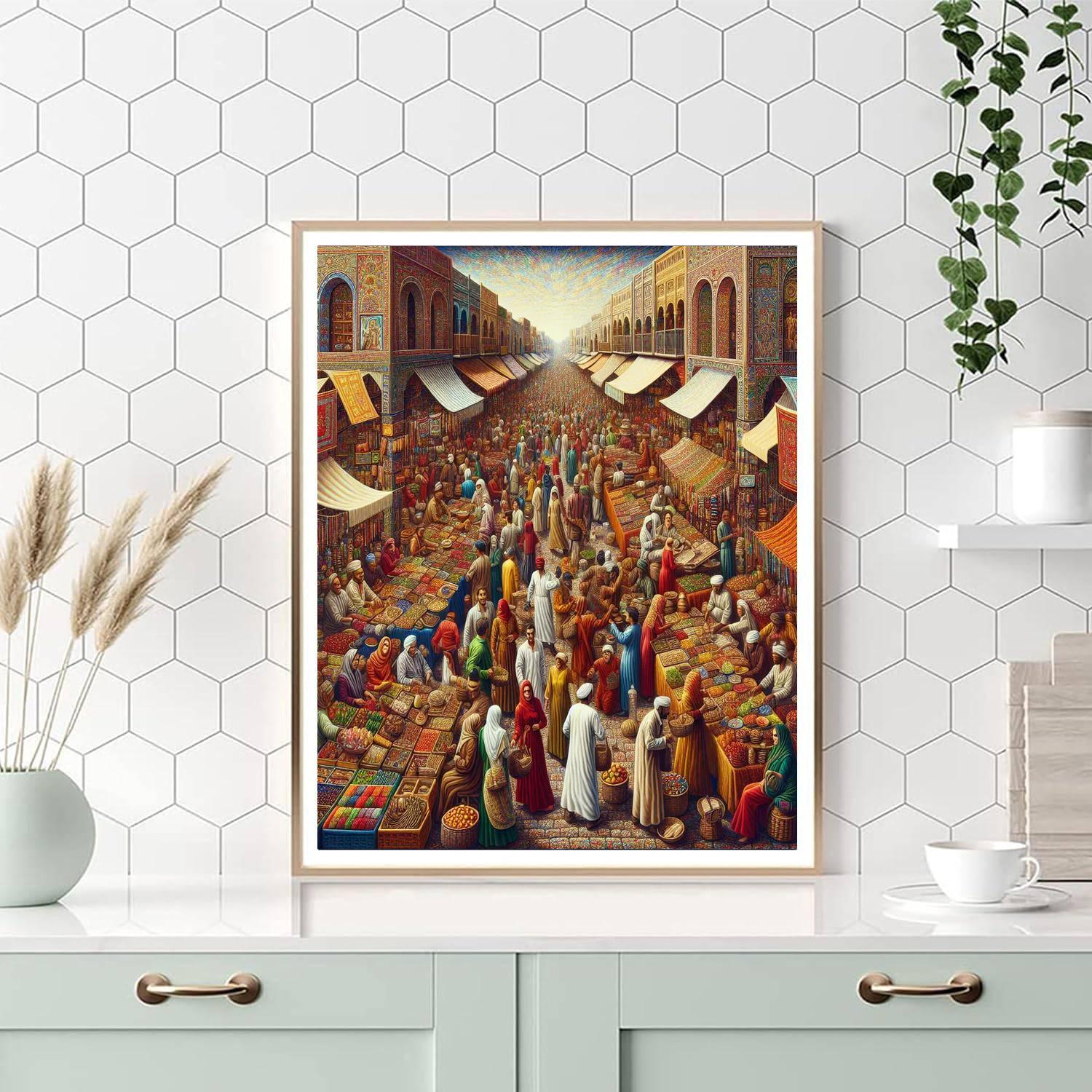Historic Marketplace Bustle DIY Paint By Numbers
