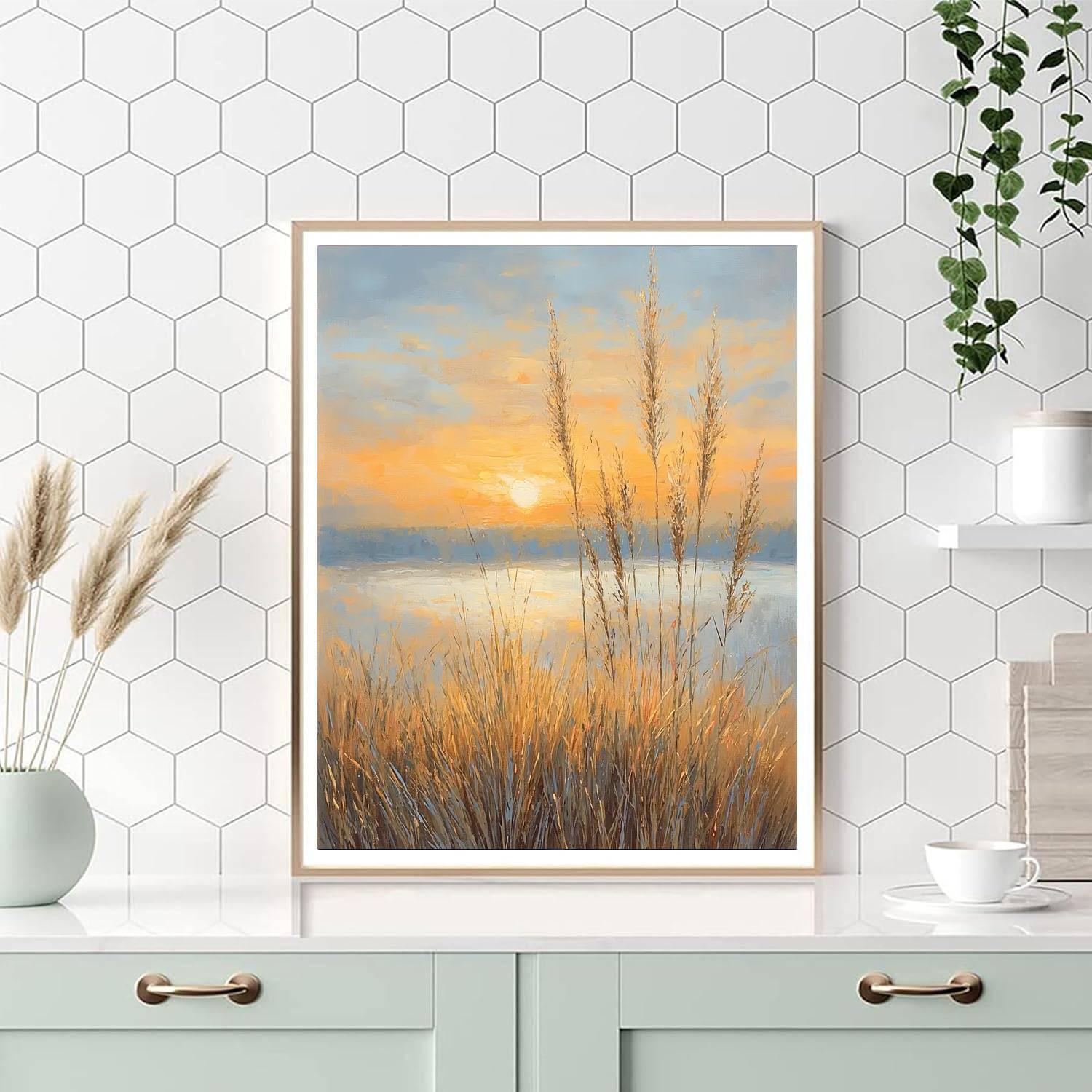Traditional Landscape Art Style Inspired Wild Prairie Sunrise  Paint By Numbers Kits