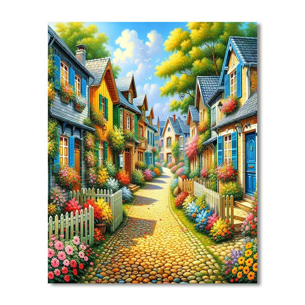 Charming Village Pathway Paint By Numbers Art