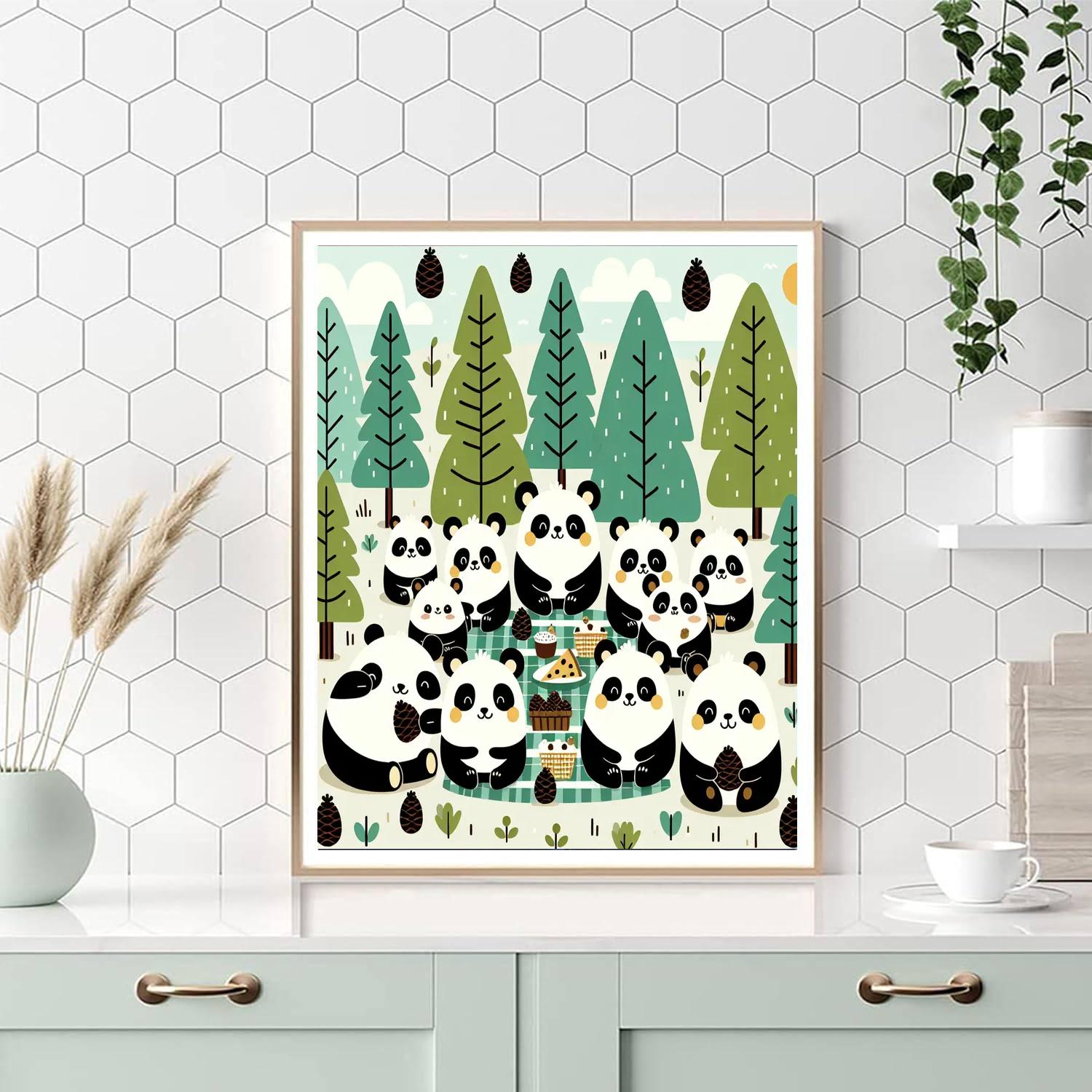 Pinecone Panda Picnic Painting Number Kit