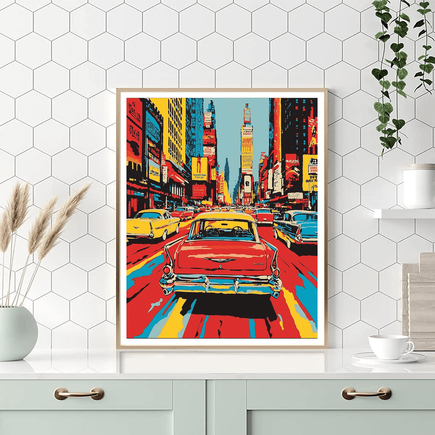 Roy Lichtenstein Inspired Vintage Cars Extravaganza  Paint By Number