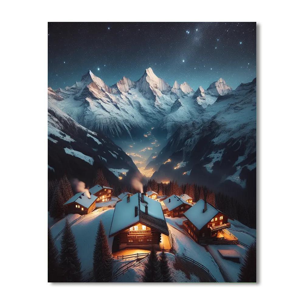 Starlit Alpine Retreat Painting By Numbers Kit