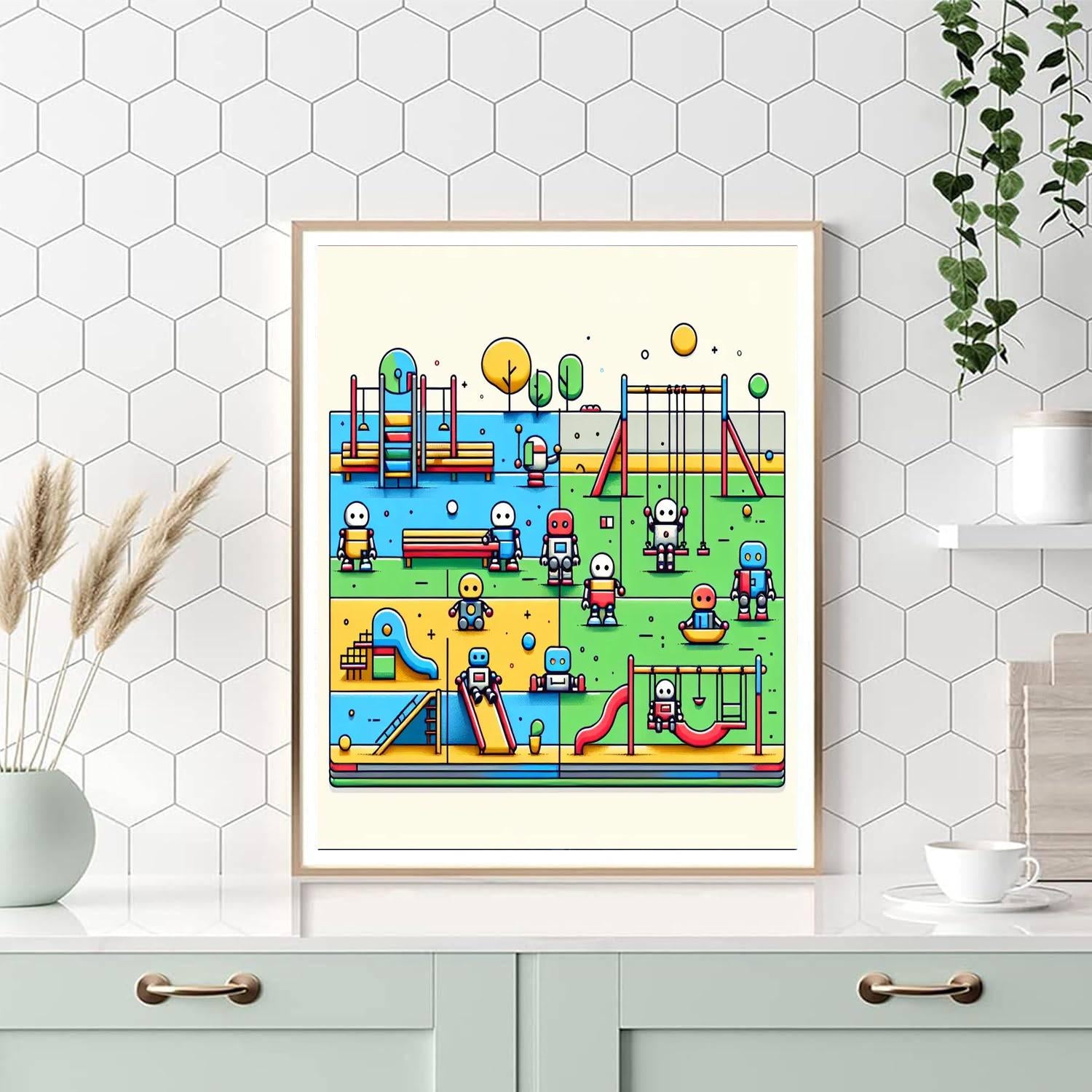 Robots' Playground Paint By Numbers Art