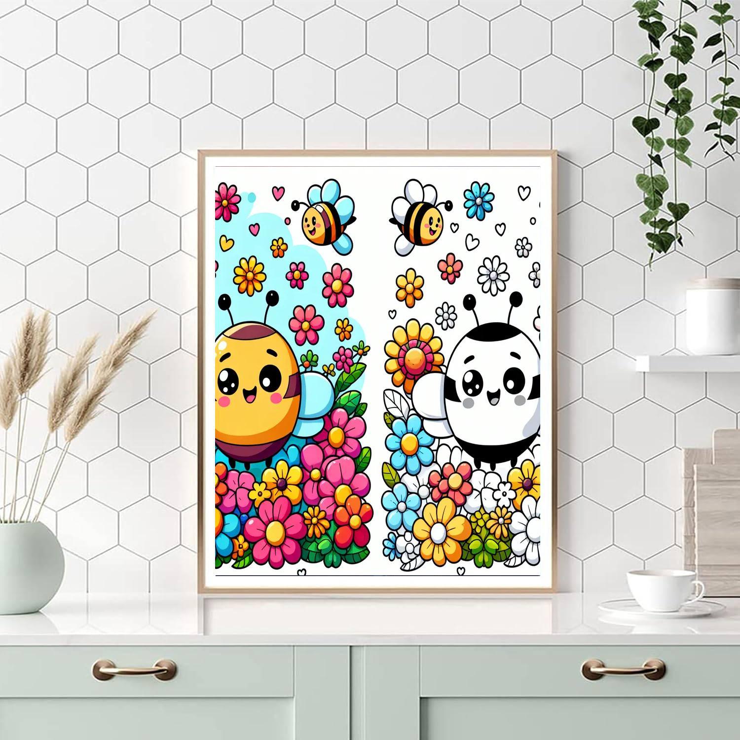 Busy Bees And Beautiful Flowers Numbered Painting Kits