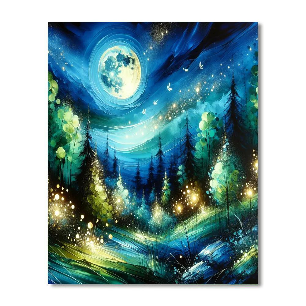 Magical Forest Night Scene Painting By Numbers Kit