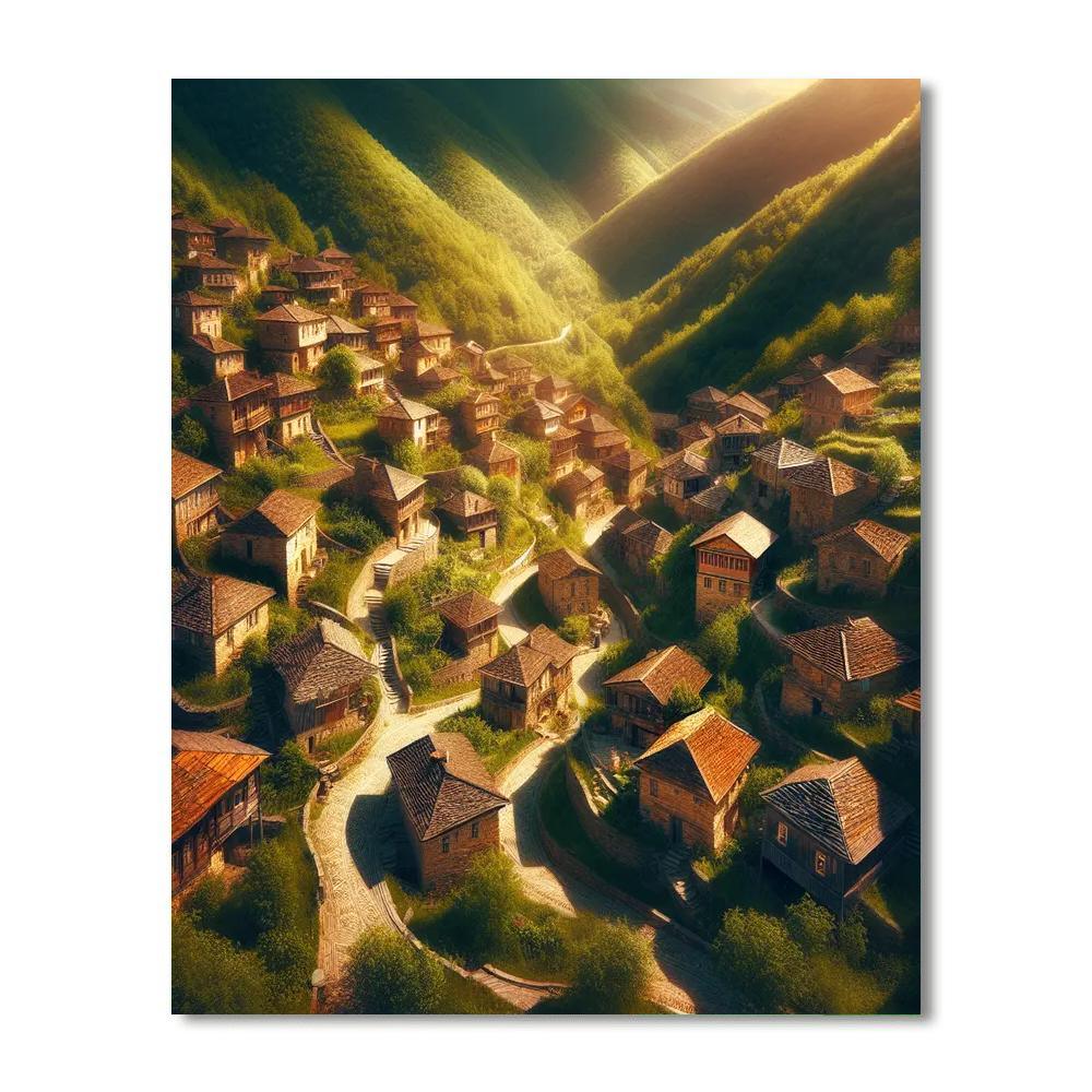Ancient Mountain Village Painting By Numbers Kit