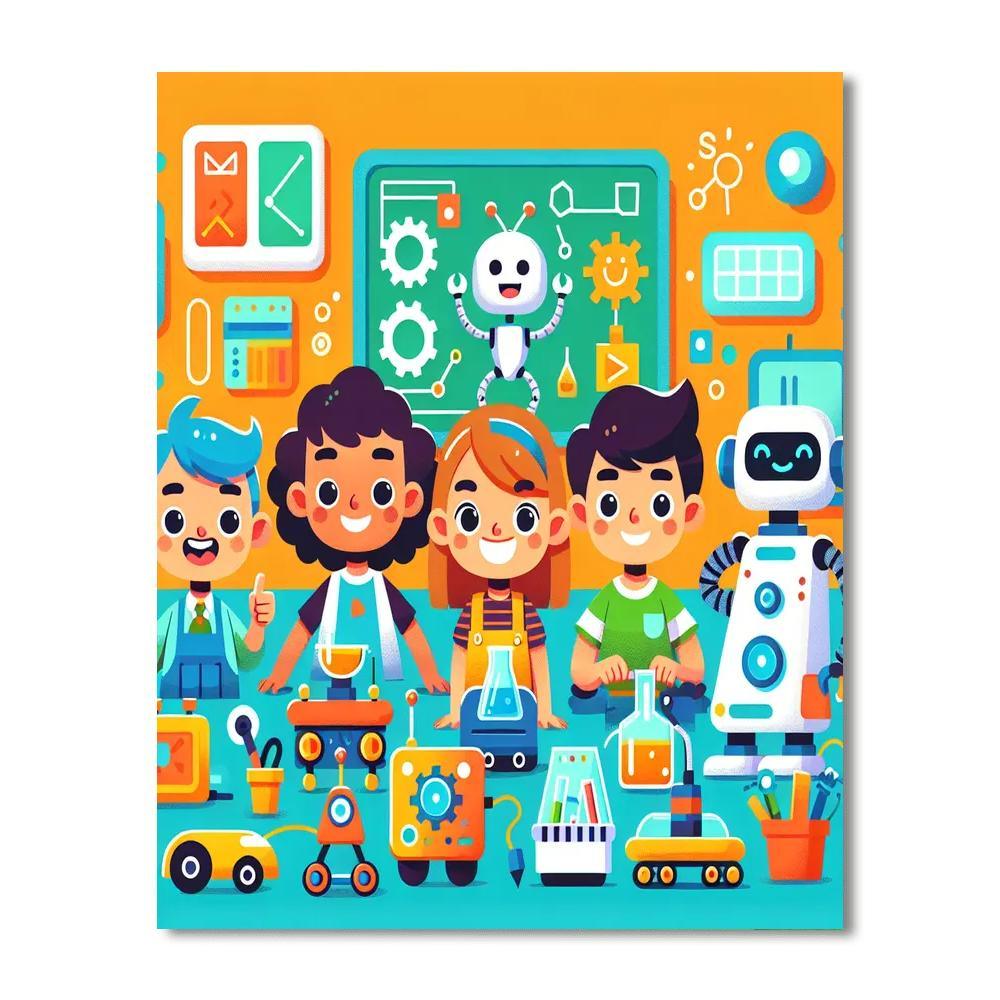 Cool Robot Academy Paint By Numbers Art