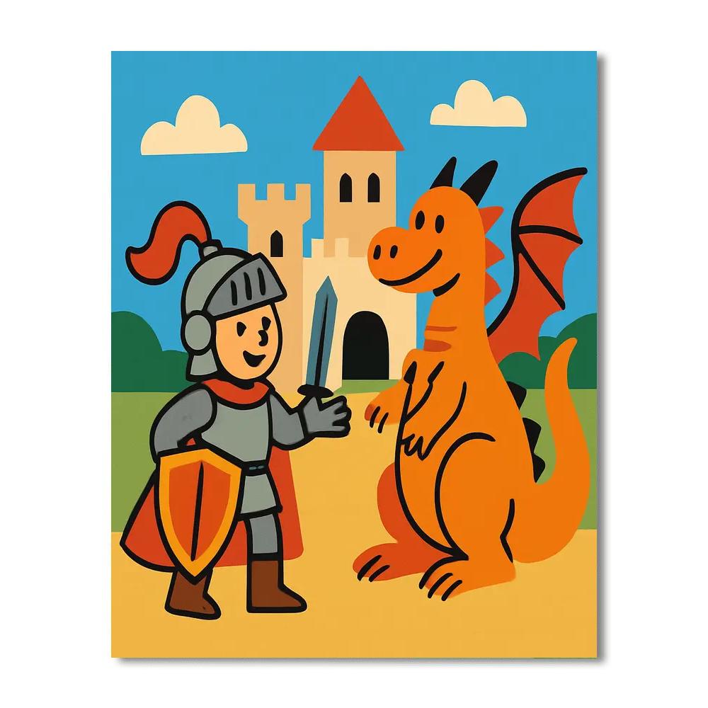 Courageous Knight's Dragon Encounter DIY Paint By Numbers