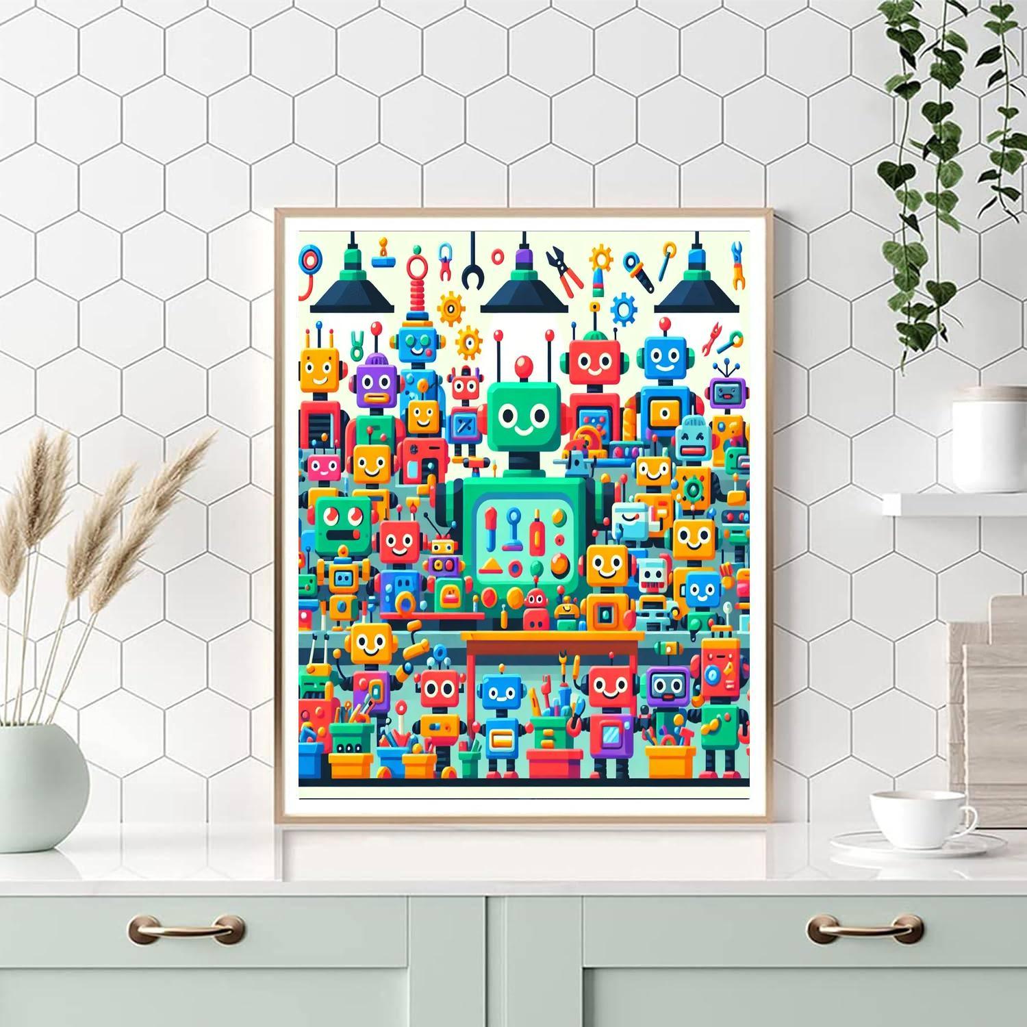 Friendly Robot Workshop Paint By Numbers Kits