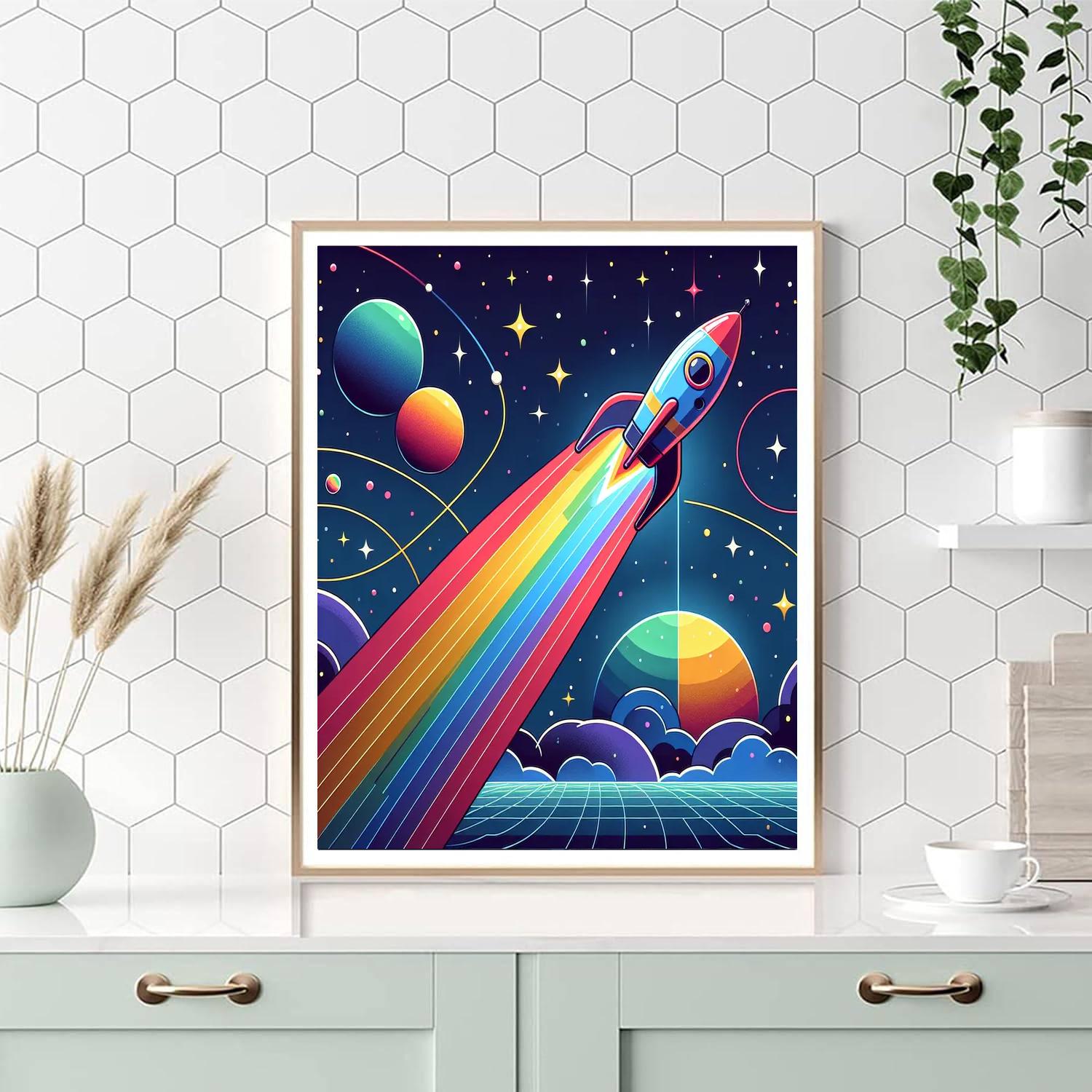 Rainbow Rocket Journey Painting By Numbers Kit