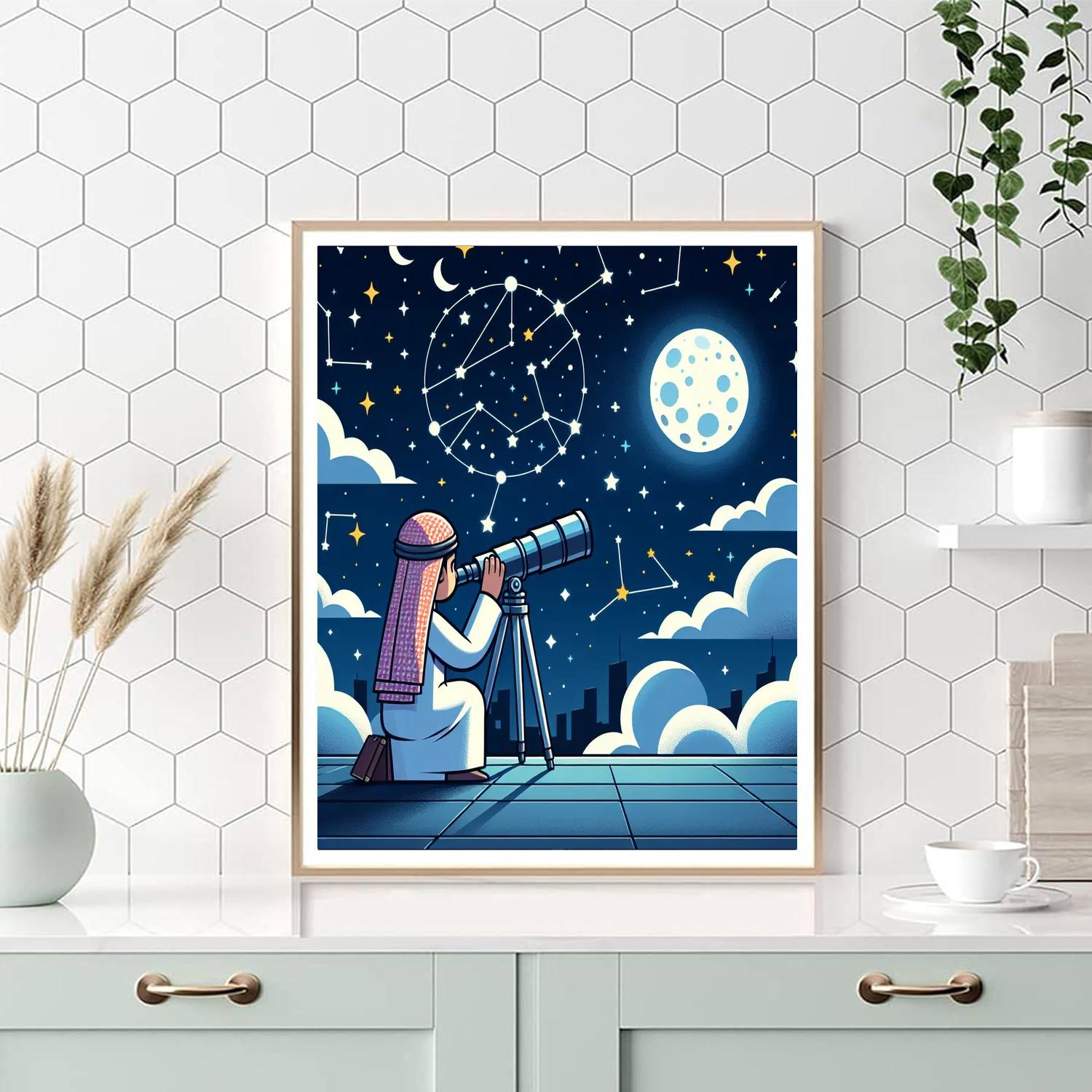 Starlit Astronomer's Night DIY Paint By Numbers