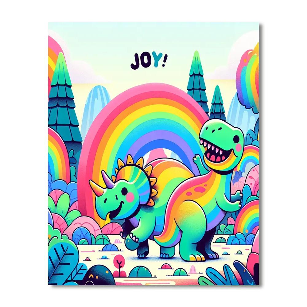 Cheerful Dinosaur Friends Paint By Numbers Art