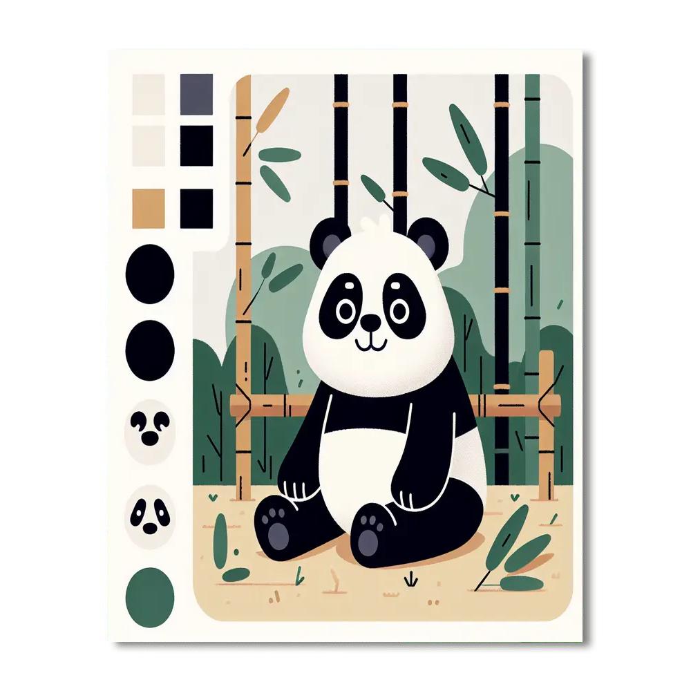 Charming Little Panda Number Painting