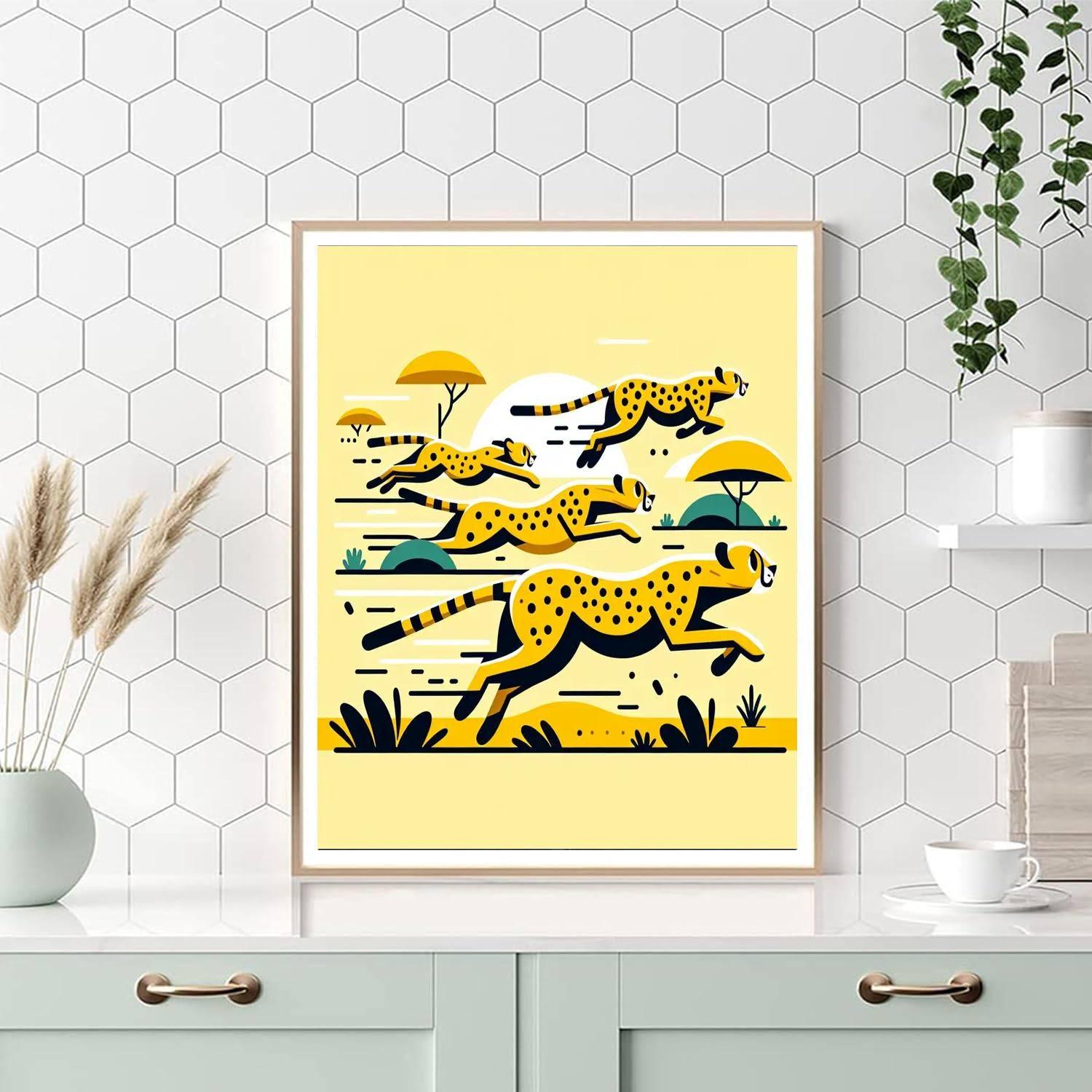 Cheerful Cheetah Chase Paint By Numbers Kits