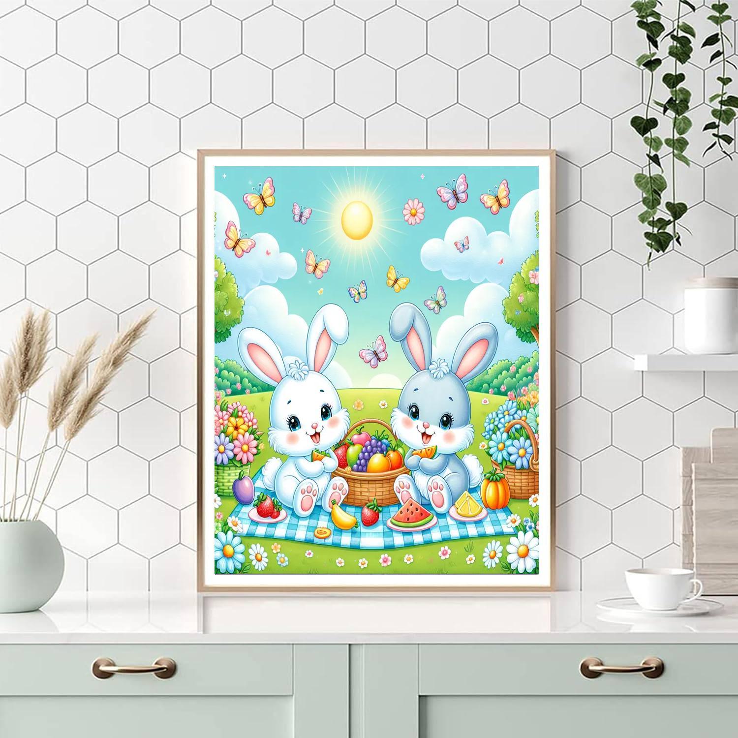 Bouncing Bunny Picnic Paint By Numbers